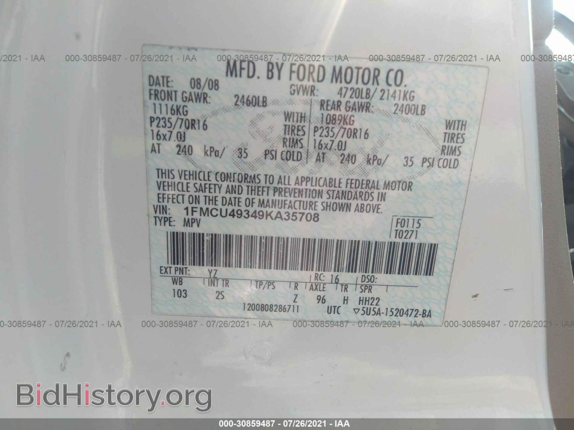 2009 FORD ESCAPE - VIN: 1FMCU49349KA35708 - Photo 9