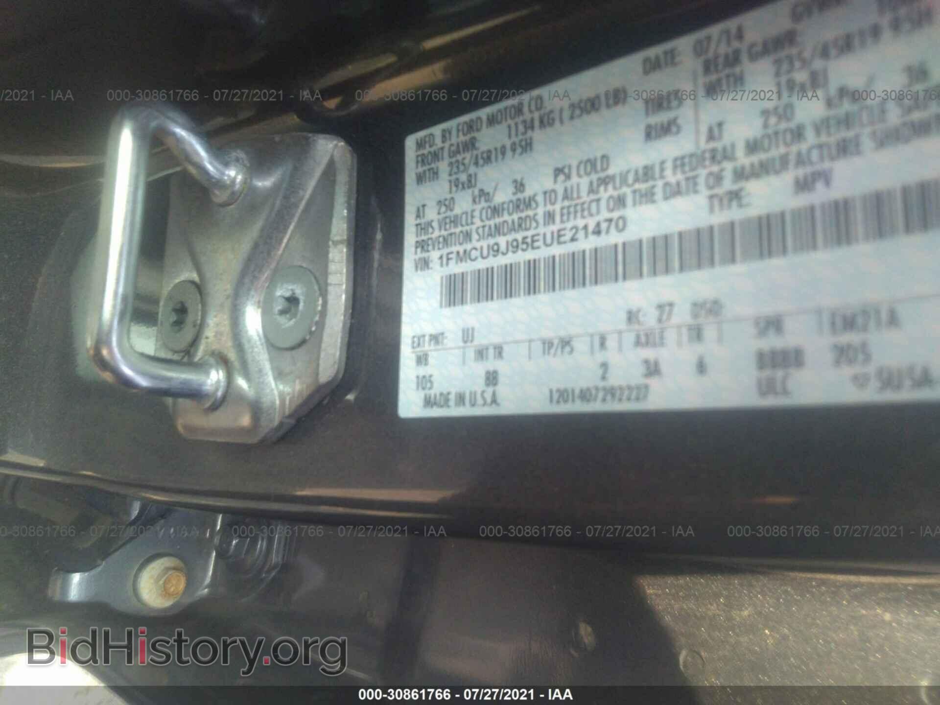 2014 FORD ESCAPE - VIN: 1FMCU9J95EUE21470 - Фото 9