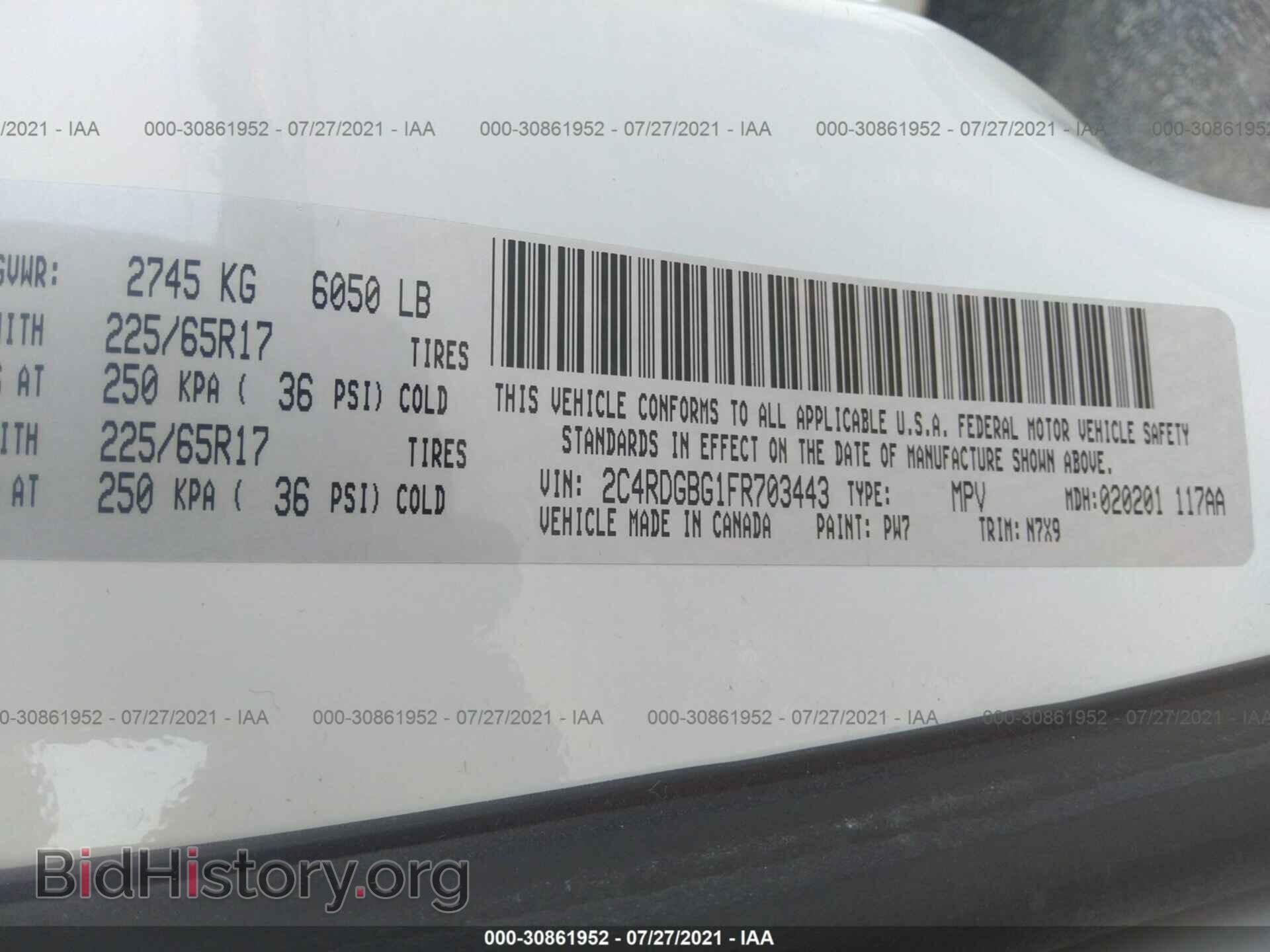 2015 DODGE GRAND CARAVAN - VIN: 2C4RDGBG1FR703443 - Фото 9