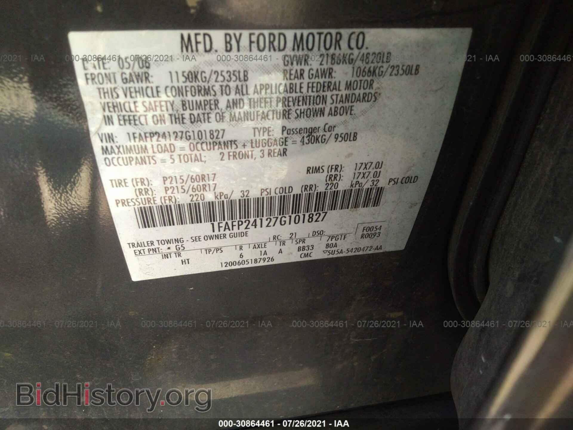 2007 FORD FIVE HUNDRED - VIN: 1FAFP24127G101827 - Фото 9