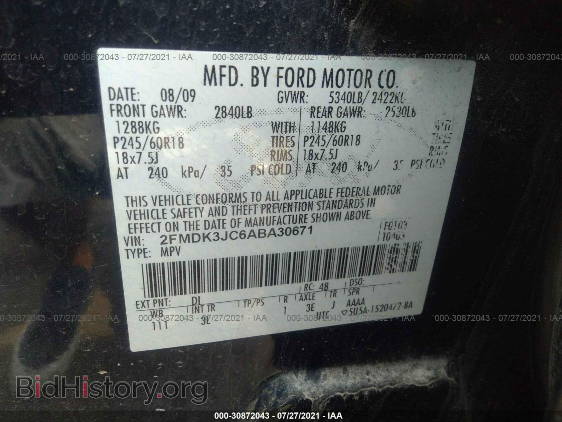 2010 FORD EDGE - VIN: 2FMDK3JC6ABA30671 - Photo 9