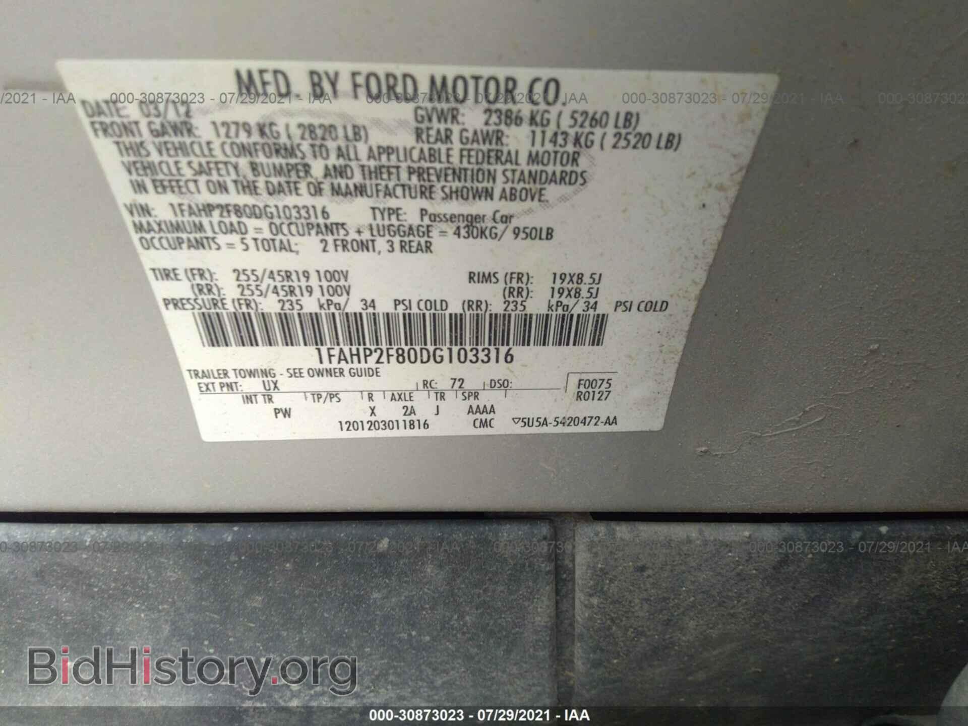 2013 FORD TAURUS - VIN: 1FAHP2F80DG103316 - Photo 9