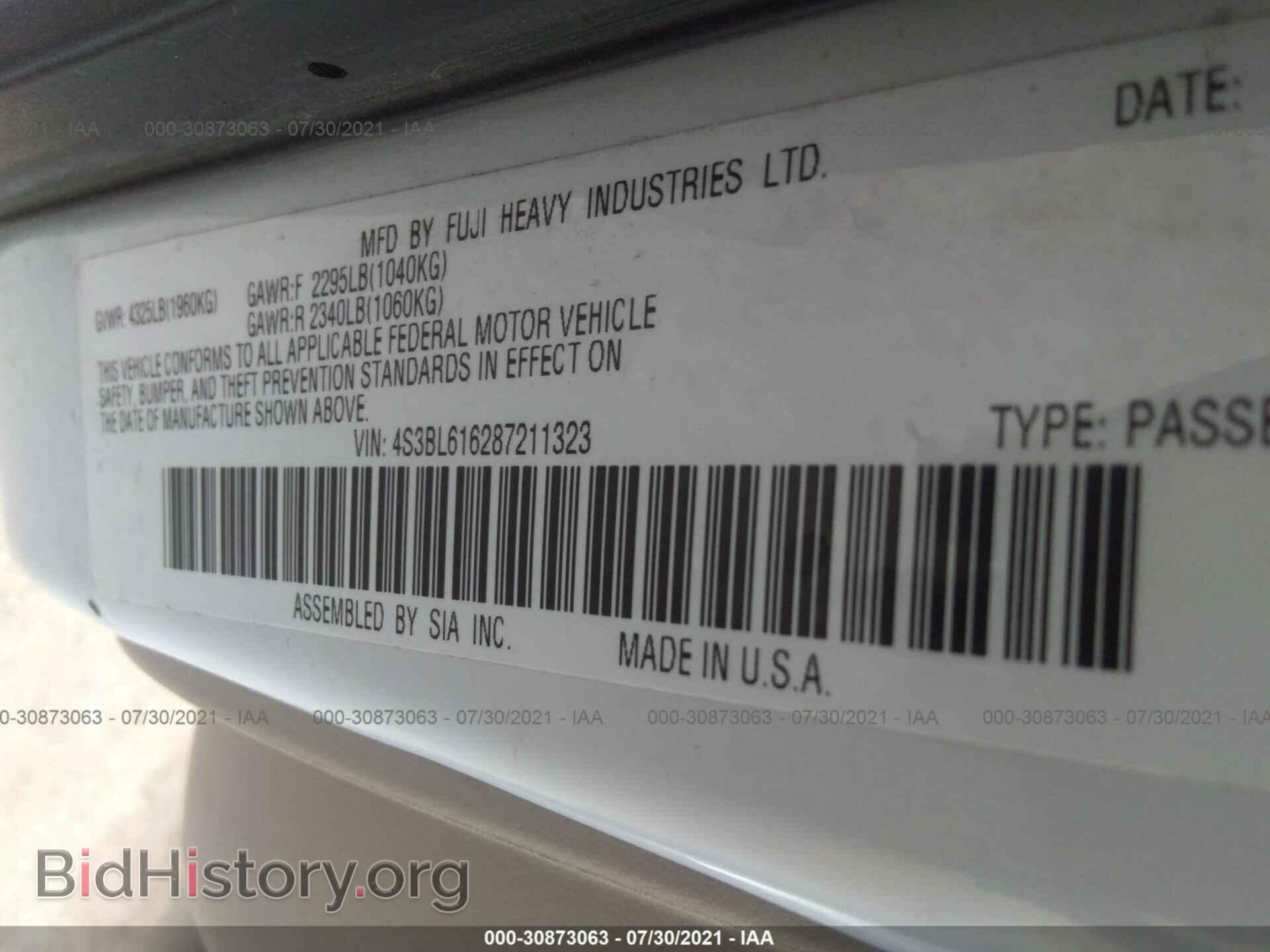 2008 SUBARU LEGACY - VIN: 4S3BL616287211323 - Фото 9