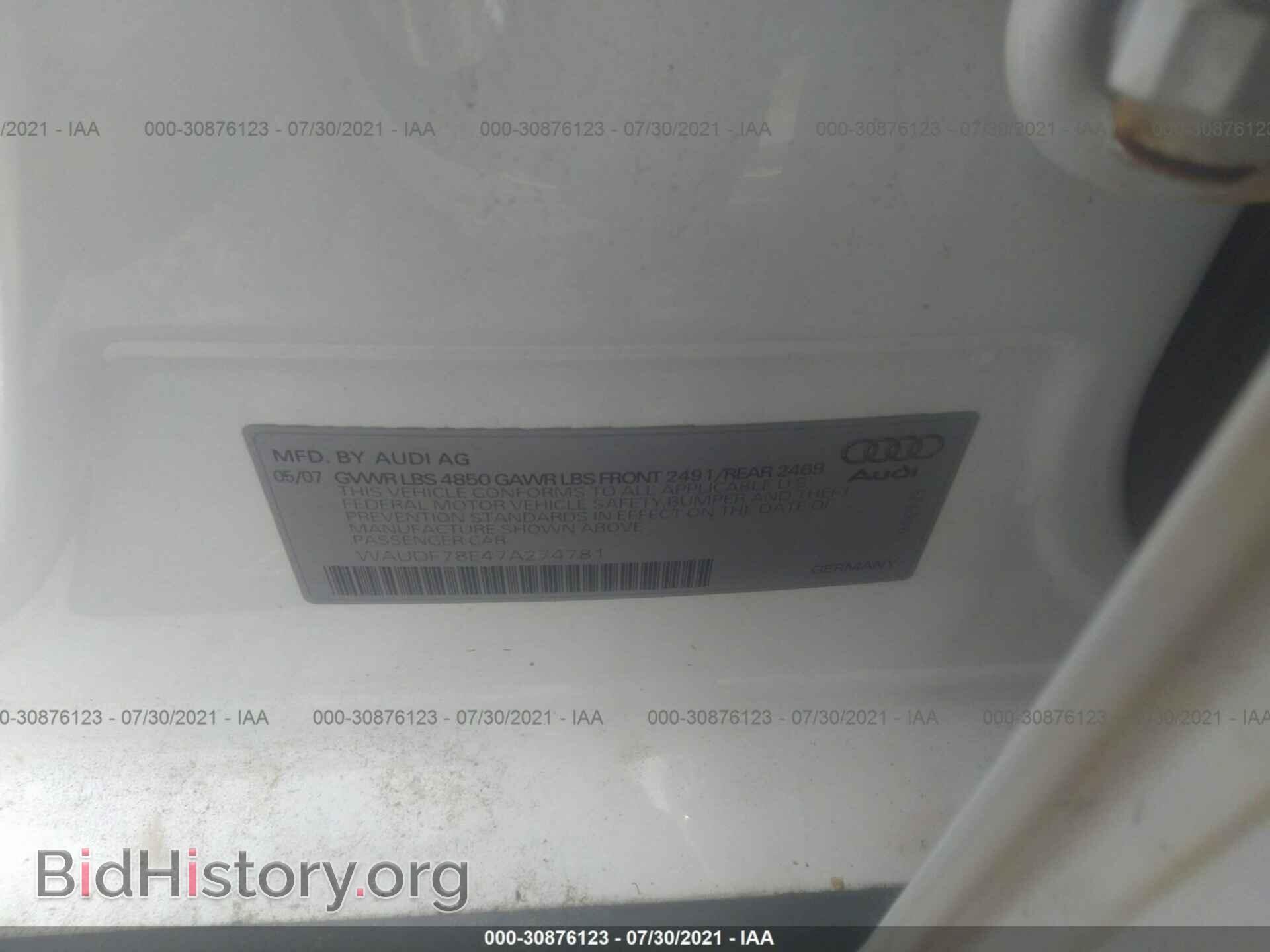 2007 AUDI A4 - VIN: WAUDF78E47A274781 - Photo 9