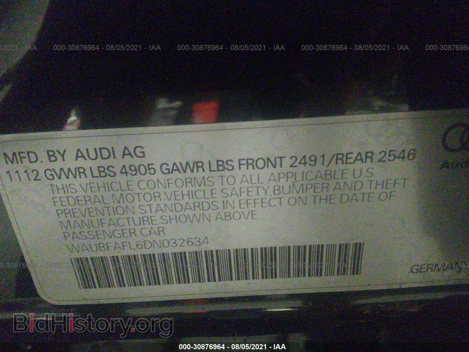 2013 AUDI A4 - VIN: WAUBFAFL6DN032634 - Photo 9