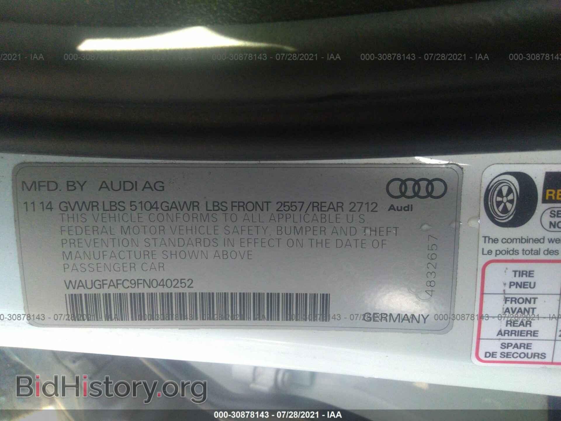 2015 AUDI A6 - VIN: WAUGFAFC9FN040252 - Фото 9