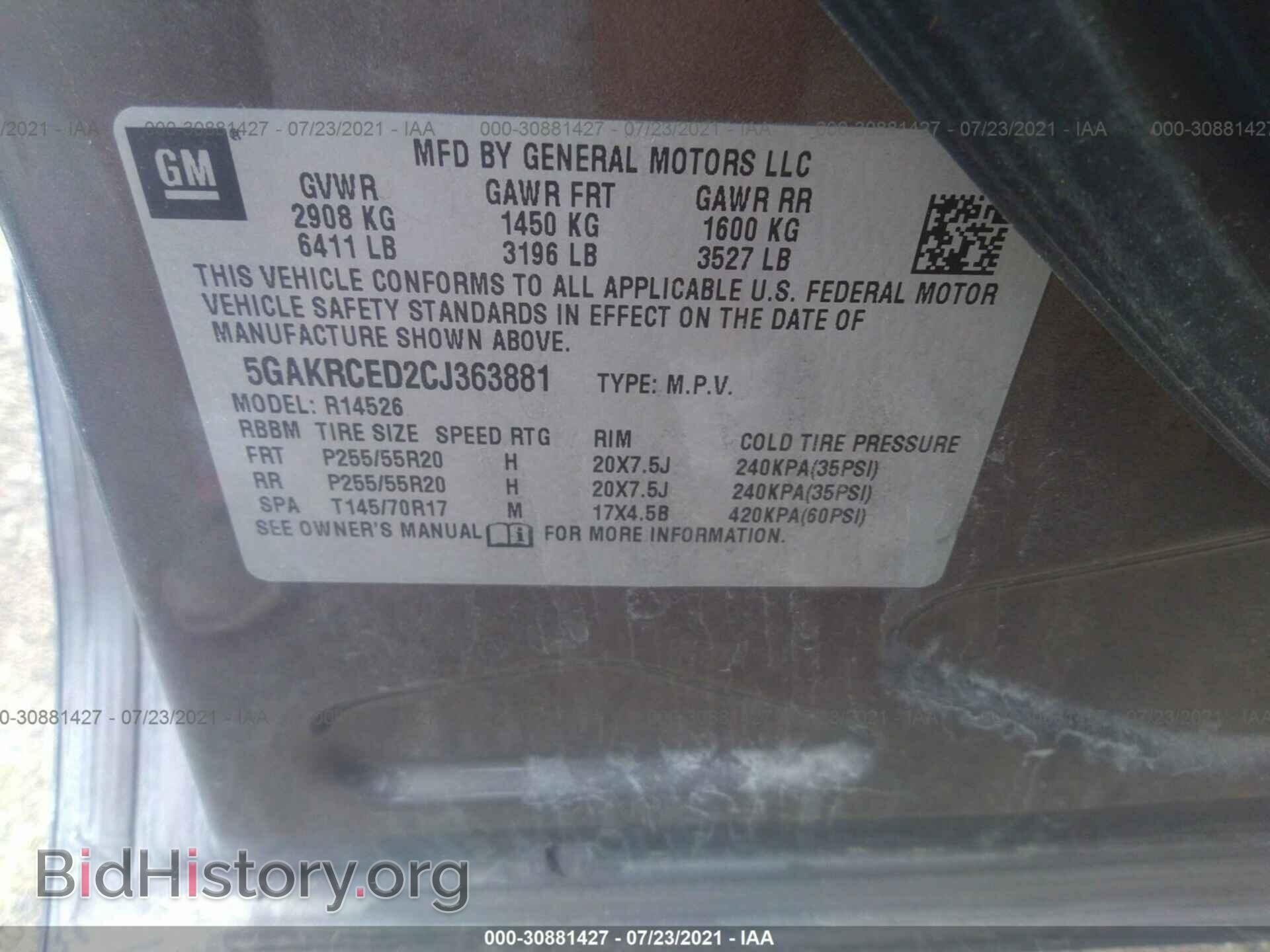 2012 BUICK ENCLAVE - VIN: 5GAKRCED2CJ363881 - Photo 9