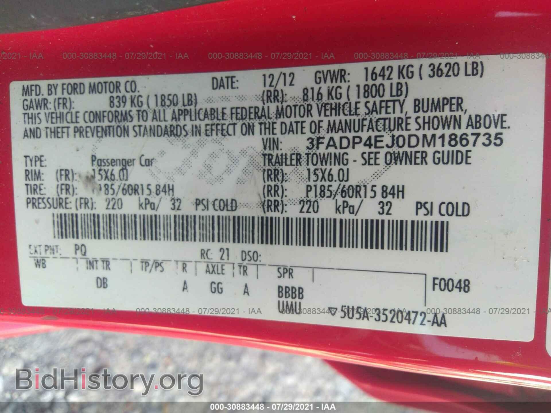 2013 FORD FIESTA - VIN: 3FADP4EJ0DM186735 - Фото 9