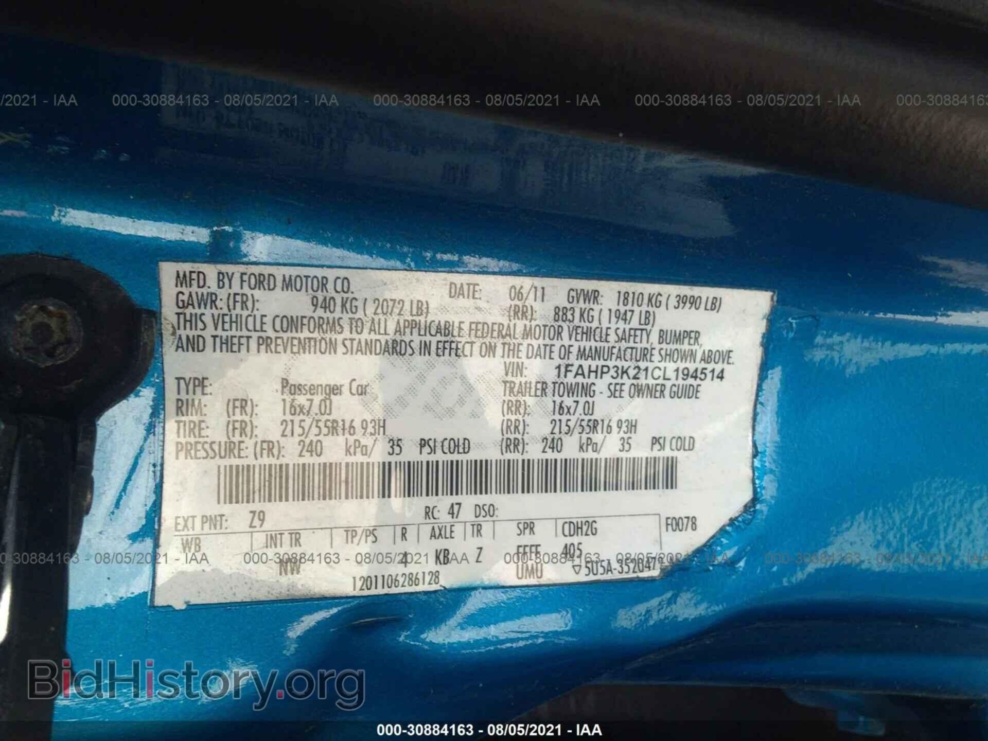 2012 FORD FOCUS - VIN: 1FAHP3K21CL194514 - Фото 9