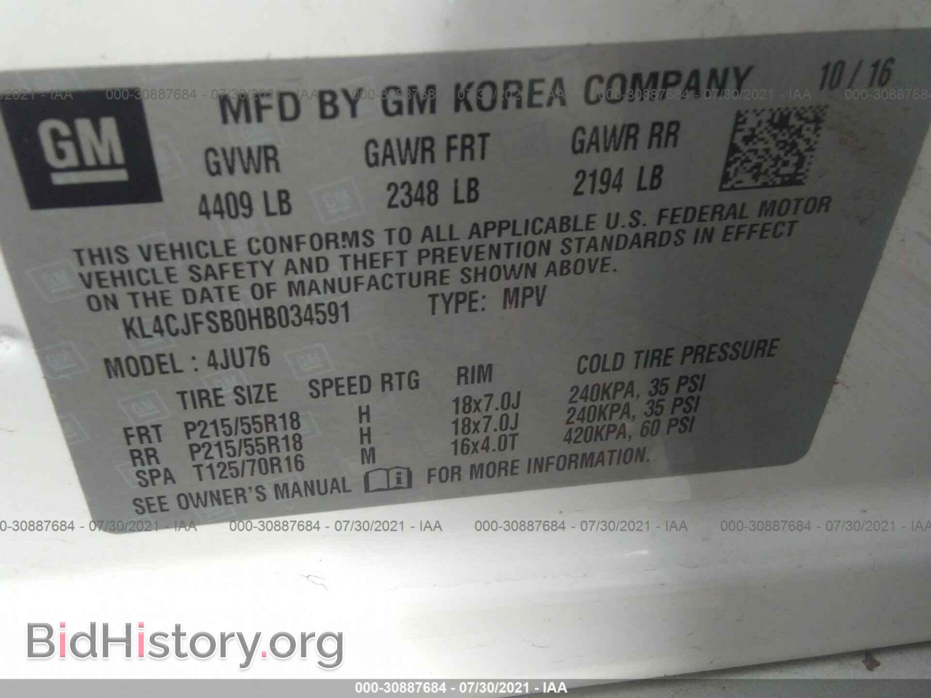 2017 BUICK ENCORE - VIN: KL4CJFSB0HB034591 - Photo 9