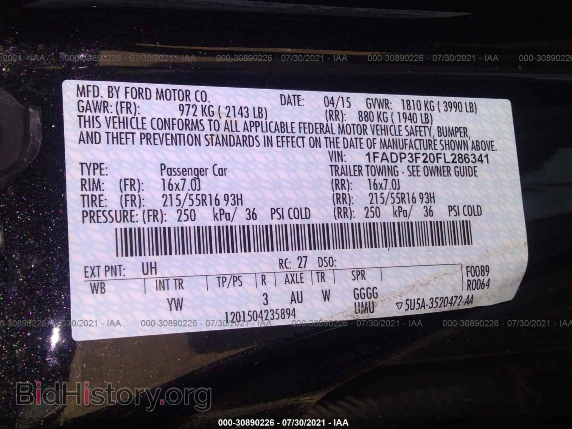 2015 FORD FOCUS - VIN: 1FADP3F20FL286341 - Фото 9