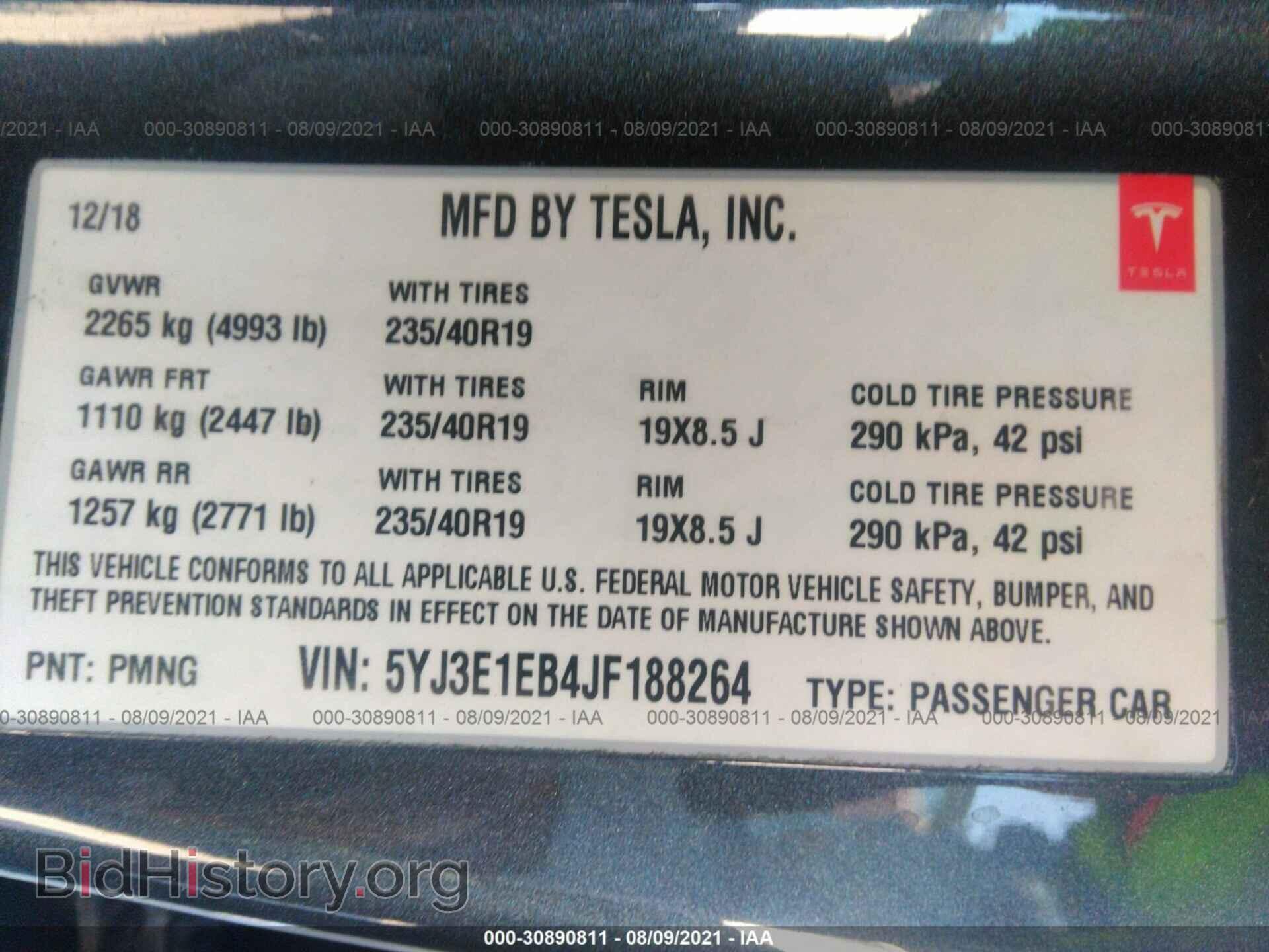 2018 TESLA MODEL 3 - VIN: 5YJ3E1EB4JF188264 - Photo 9