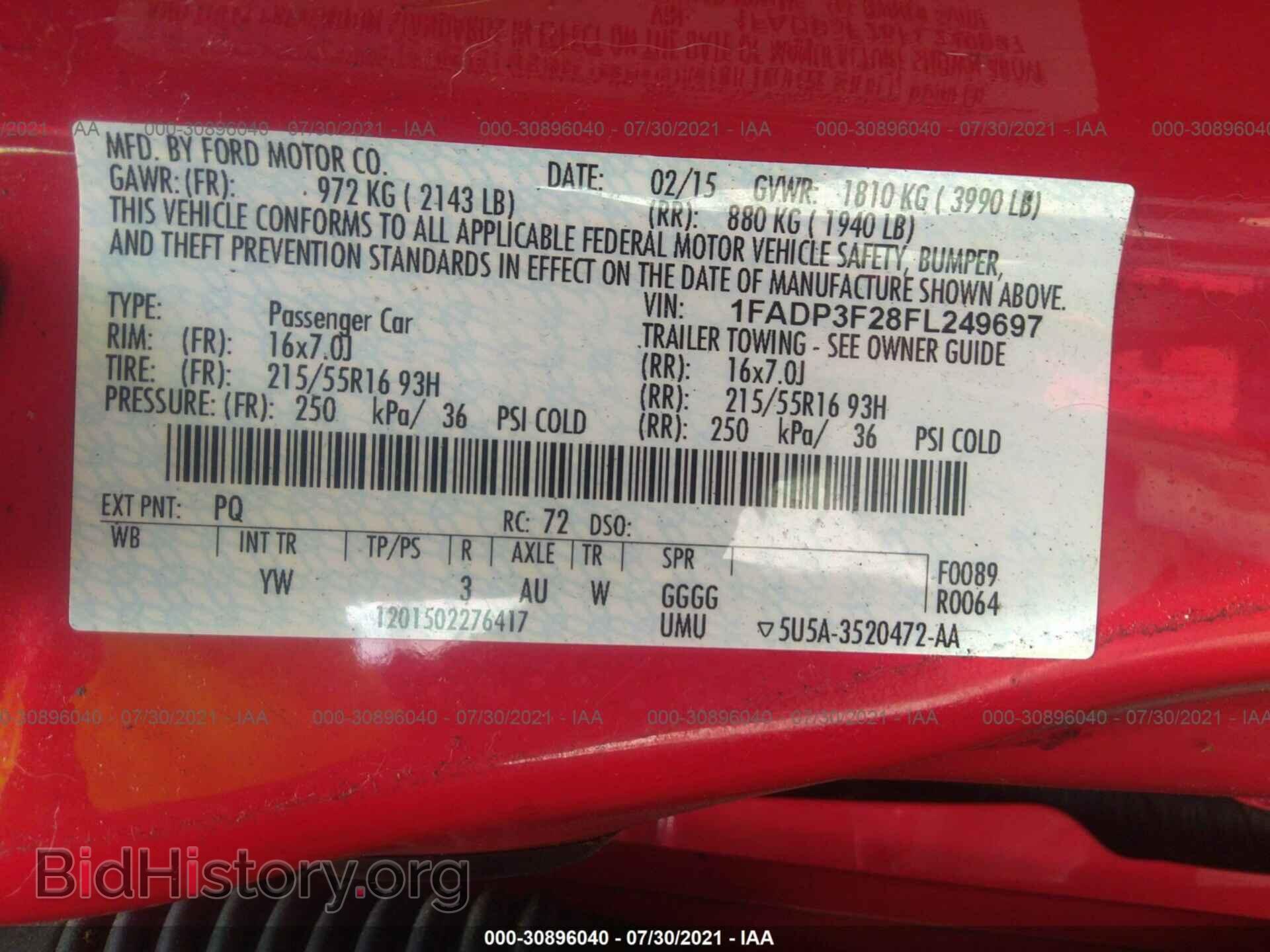2015 FORD FOCUS - VIN: 1FADP3F28FL249697 - Фото 9