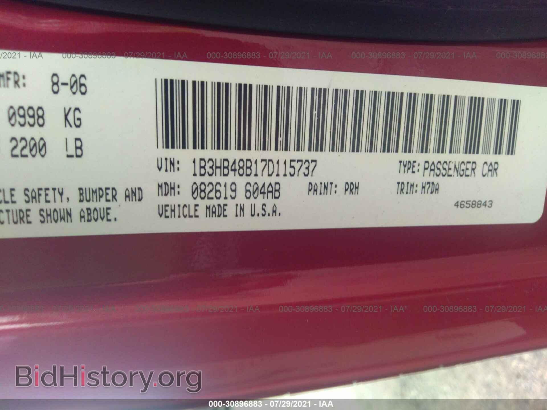 2007 DODGE CALIBER - VIN: 1B3HB48B17D115737 - Фото 9