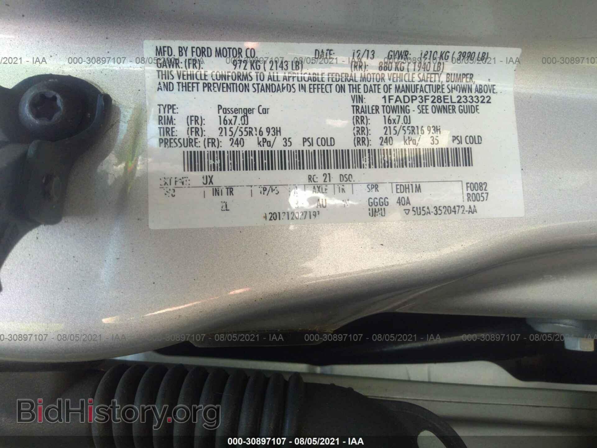 2014 FORD FOCUS - VIN: 1FADP3F28EL233322 - Фото 9