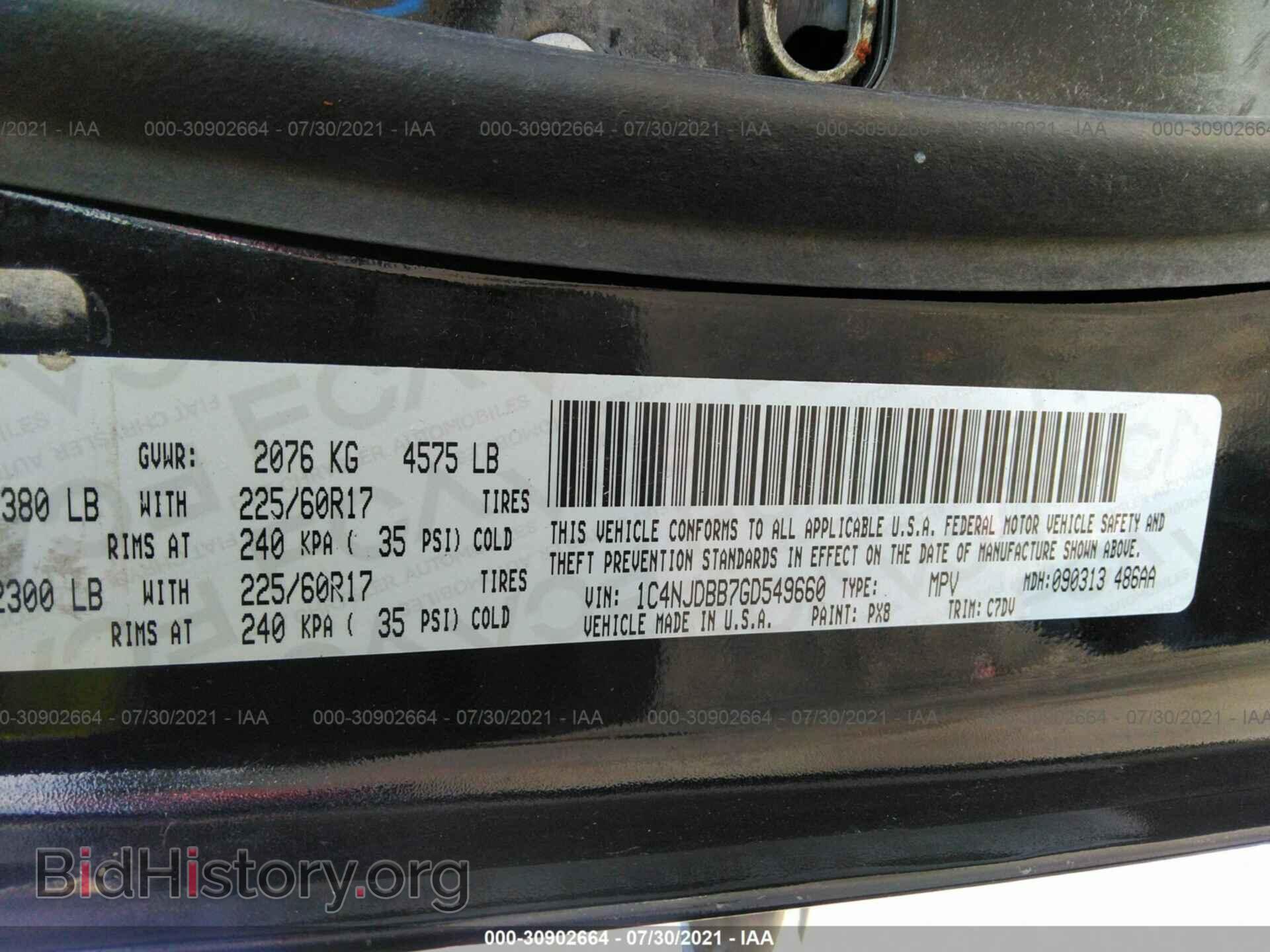 2016 JEEP COMPASS - VIN: 1C4NJDBB7GD549660 - Фото 9