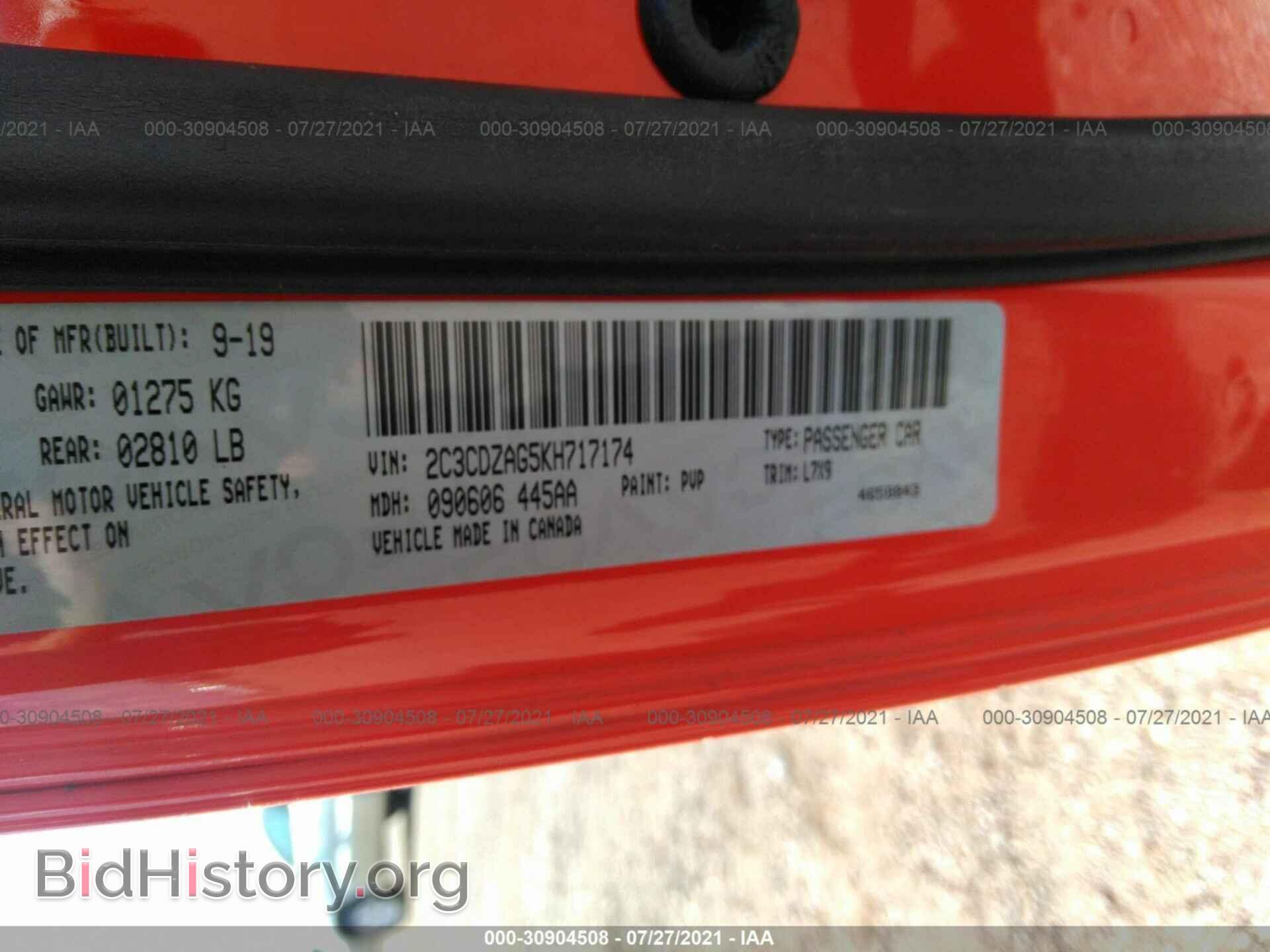 2019 DODGE CHALLENGER - VIN: 2C3CDZAG5KH717174 - Photo 9