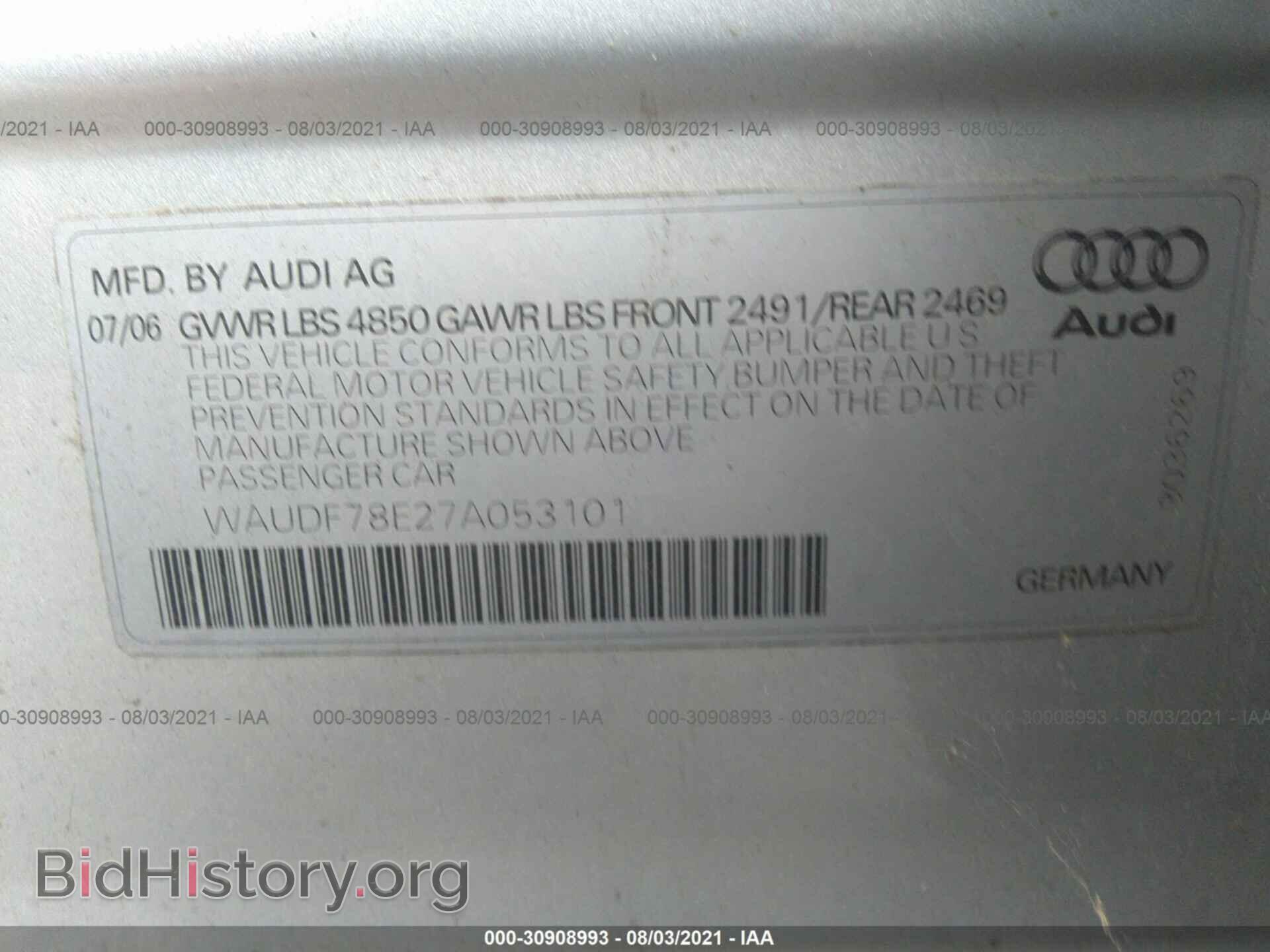 2007 AUDI A4 - VIN: WAUDF78E27A053101 - Photo 9