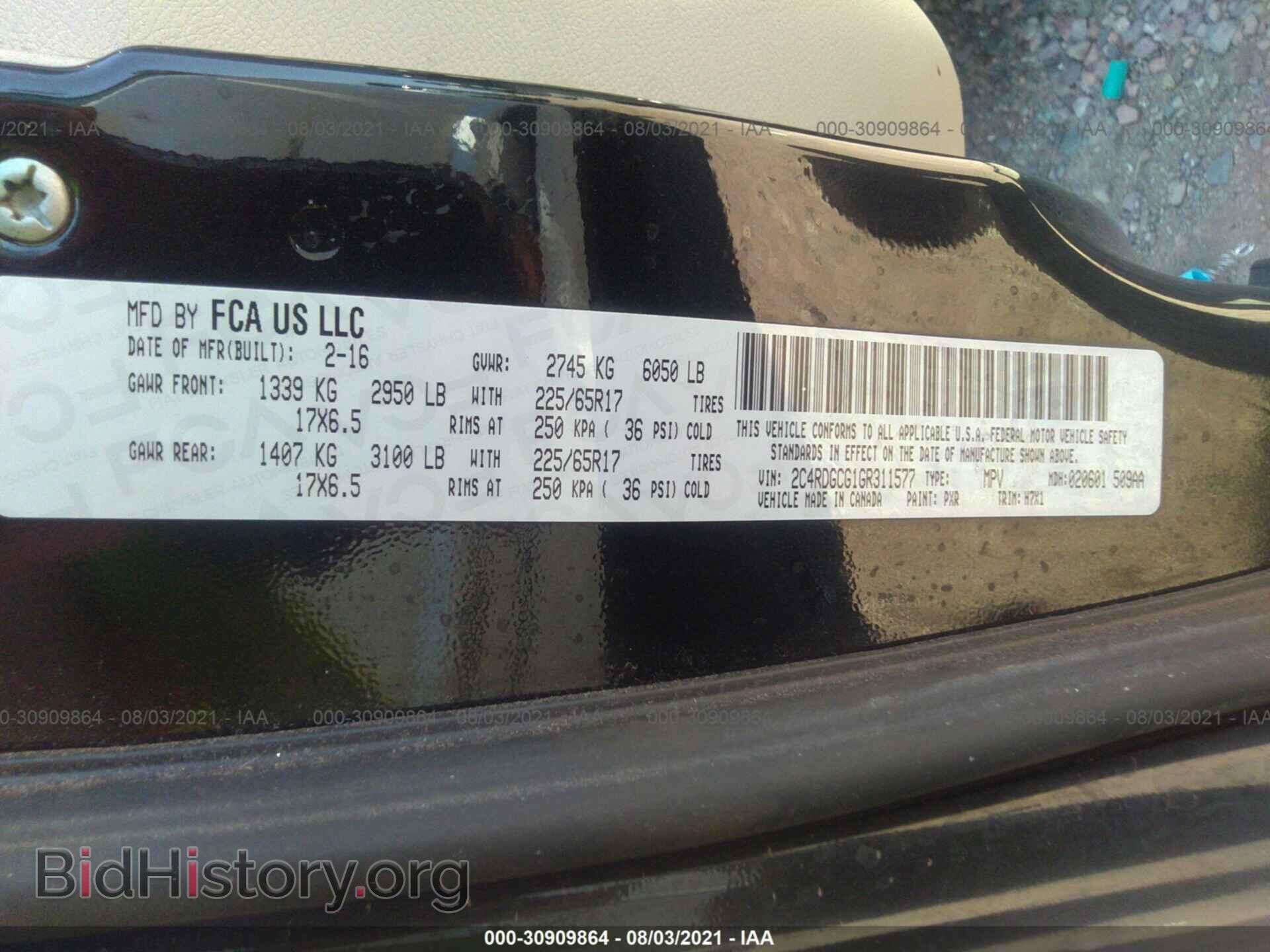 2016 DODGE GRAND CARAVAN - VIN: 2C4RDGCG1GR311577 - Фото 9