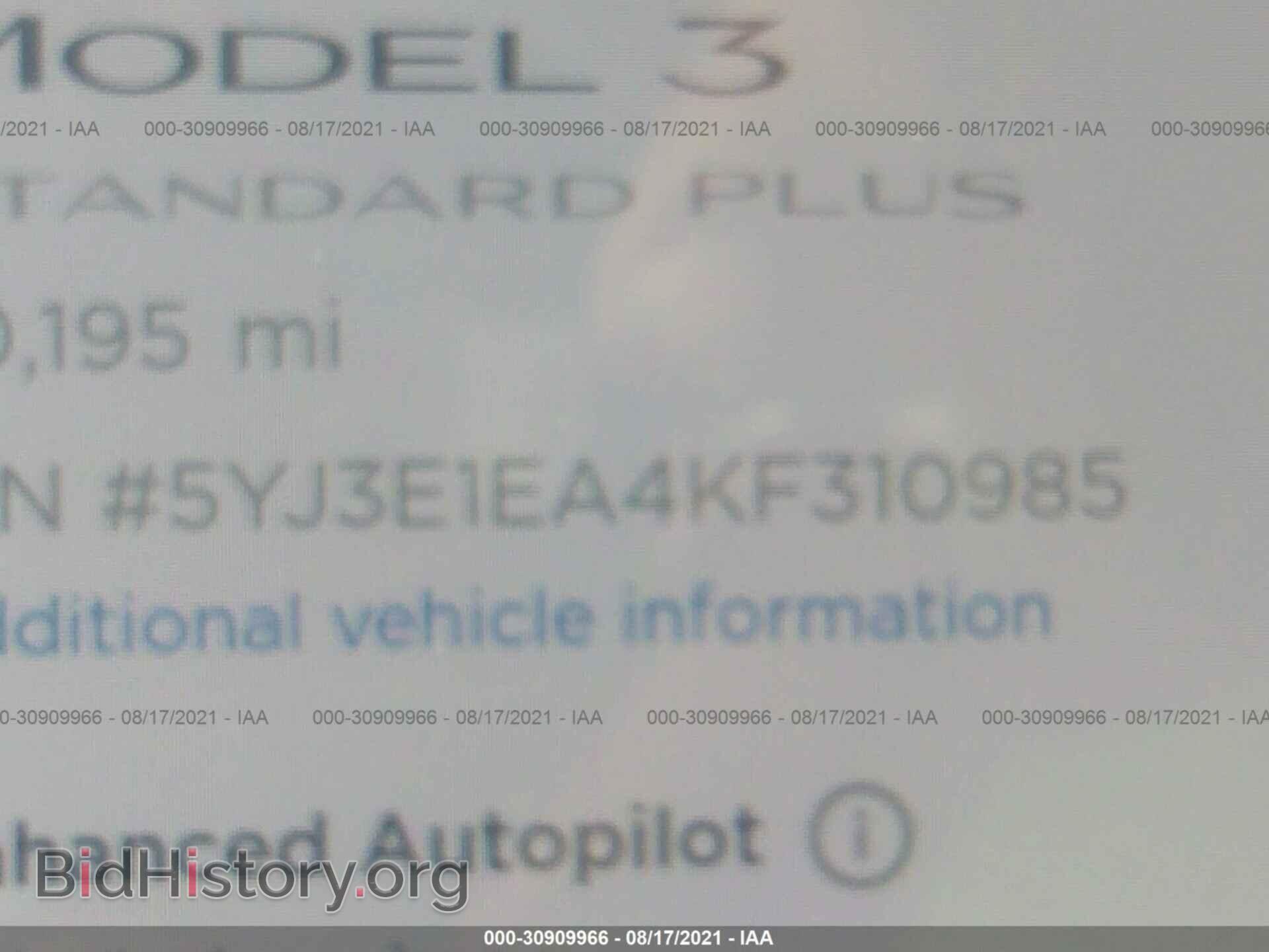 2019 TESLA MODEL 3 - VIN: 5YJ3E1EA4KF310985 - Фото 9