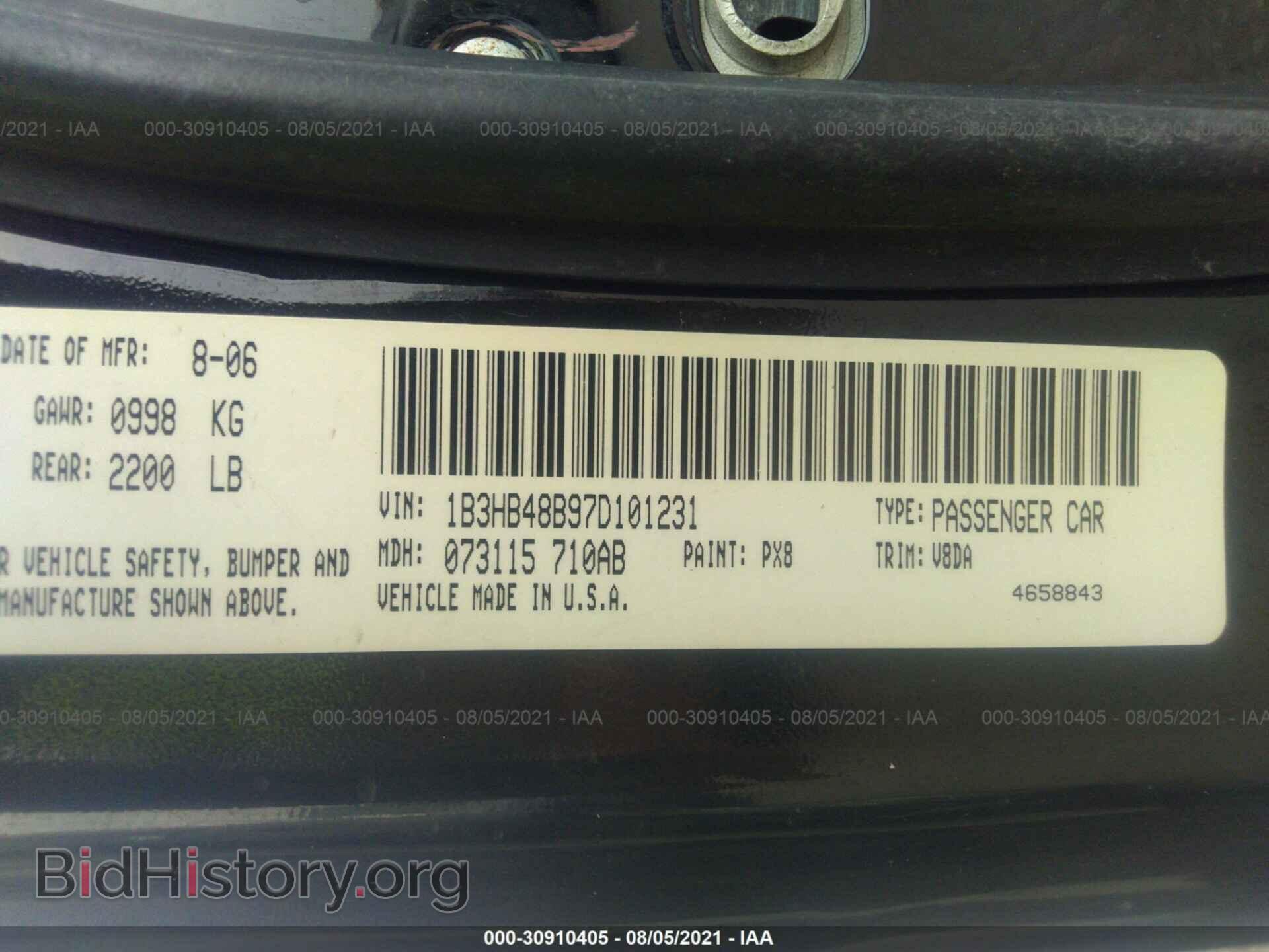 2007 DODGE CALIBER - VIN: 1B3HB48B97D101231 - Фото 9