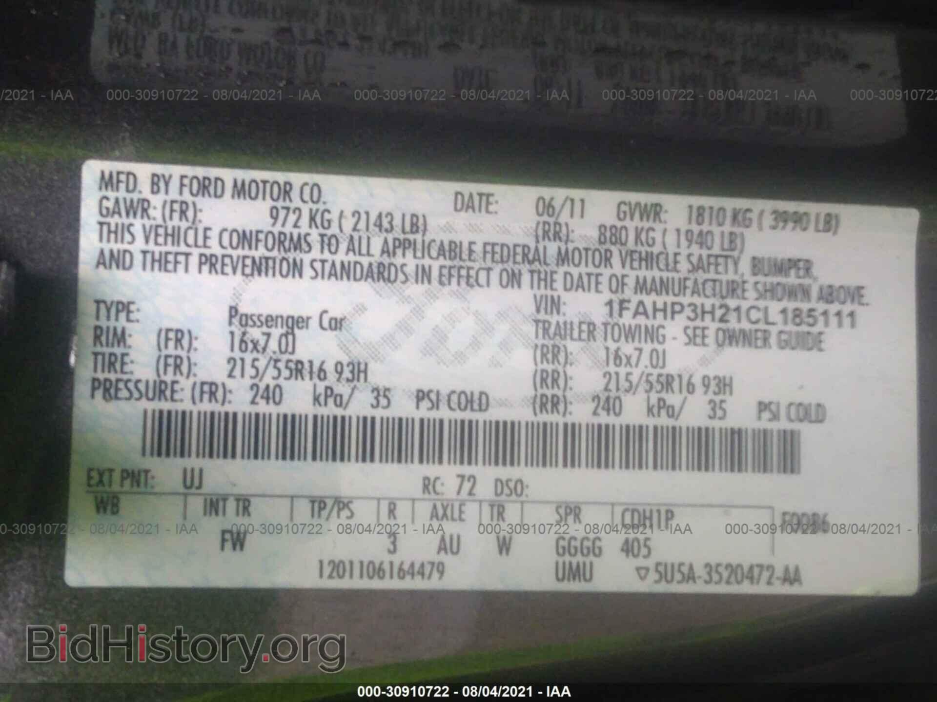 2012 FORD FOCUS - VIN: 1FAHP3H21CL185111 - Фото 9