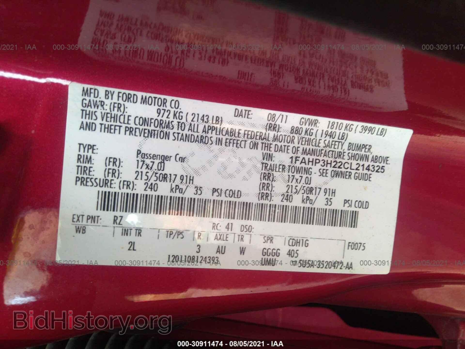 2012 FORD FOCUS - VIN: 1FAHP3H22CL214325 - Фото 9