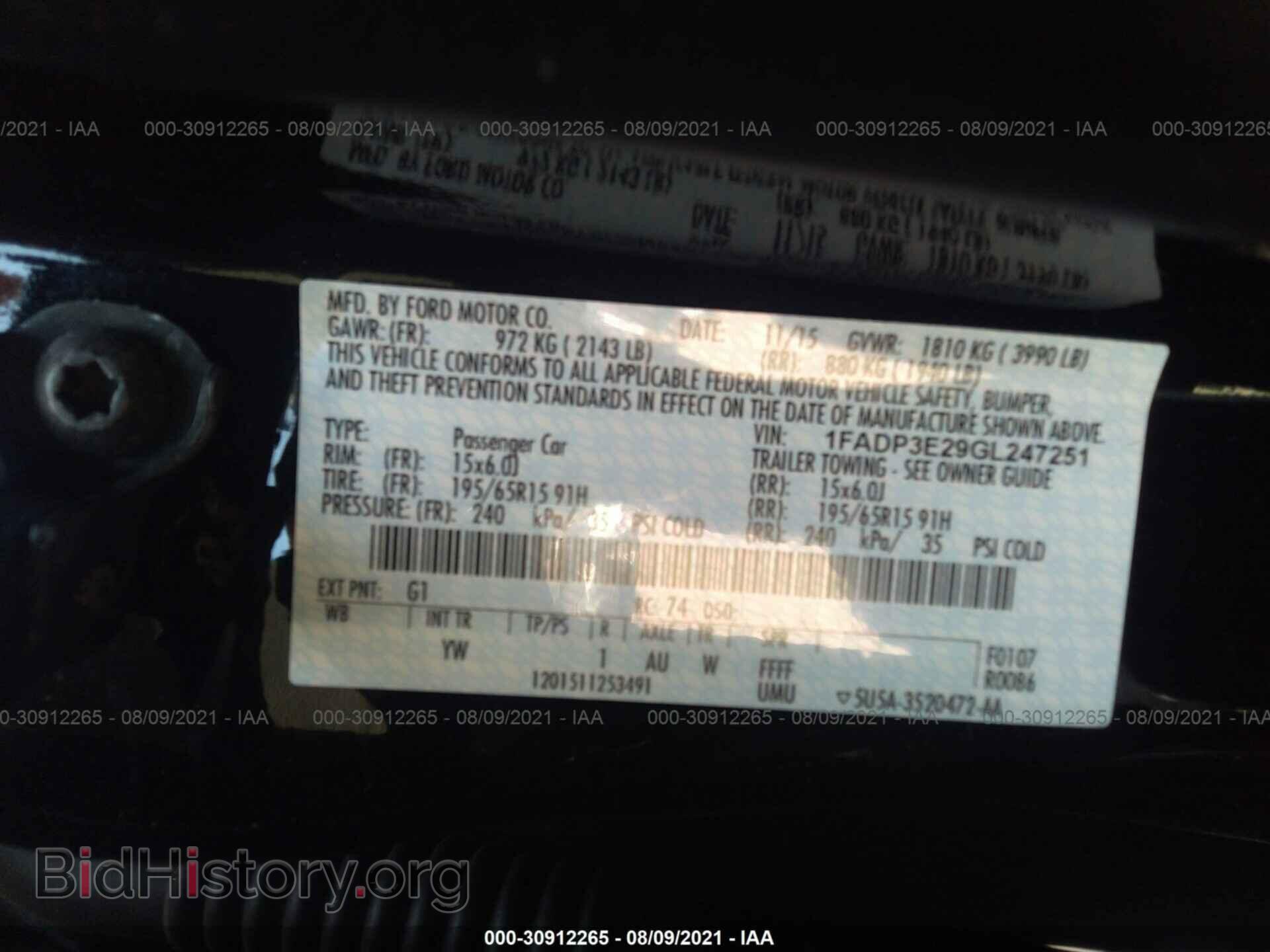 2016 FORD FOCUS - VIN: 1FADP3E29GL247251 - Photo 9