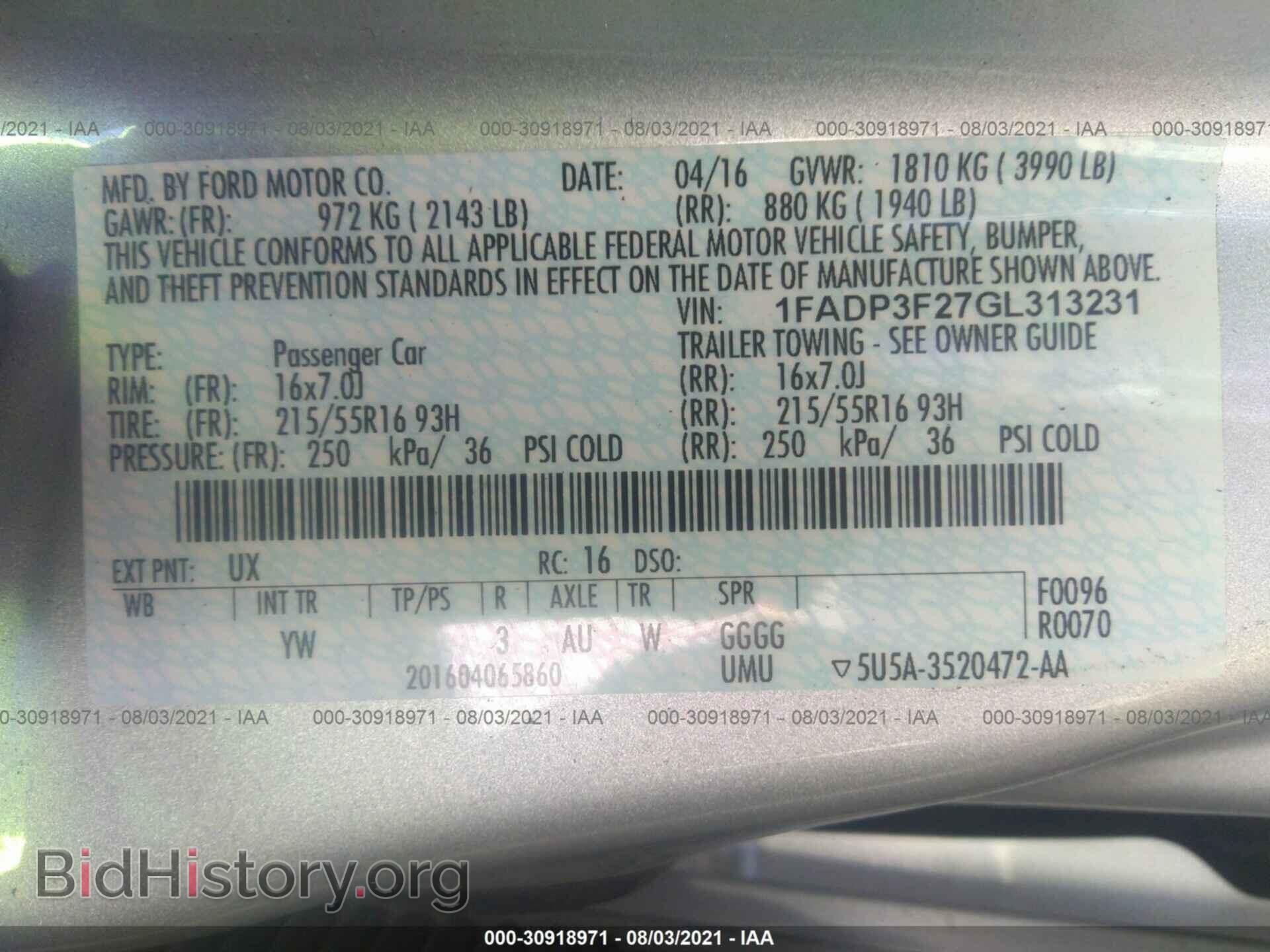 2016 FORD FOCUS - VIN: 1FADP3F27GL313231 - Фото 9