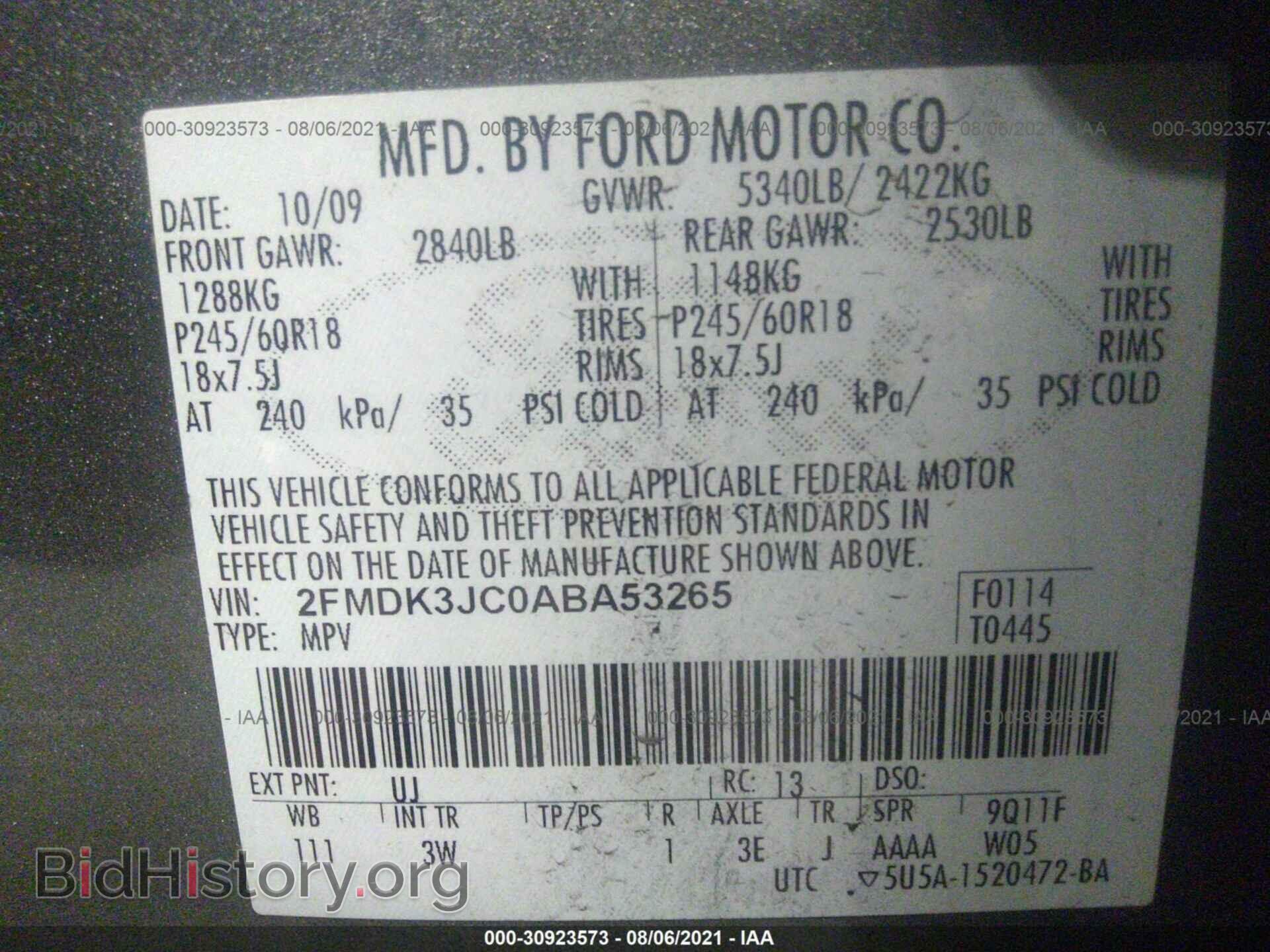 2010 FORD EDGE - VIN: 2FMDK3JC0ABA53265 - Photo 9