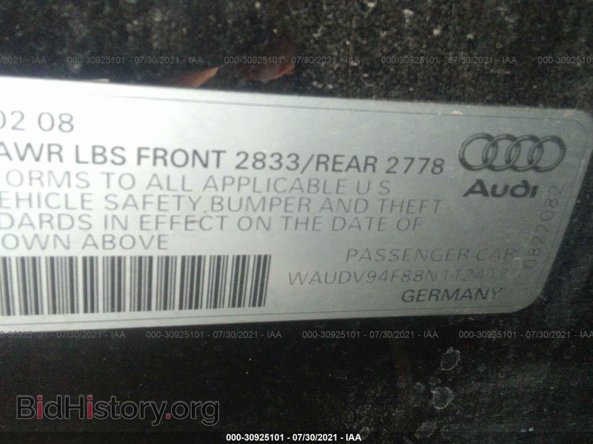 2008 AUDI A6 - VIN: WAUDV94F88N112417 - Фото 9