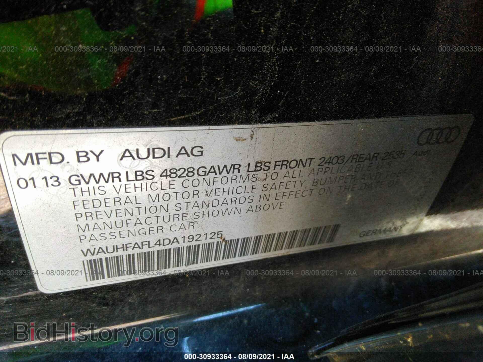 2013 AUDI A4 - VIN: WAUHFAFL4DA192125 - Photo 9