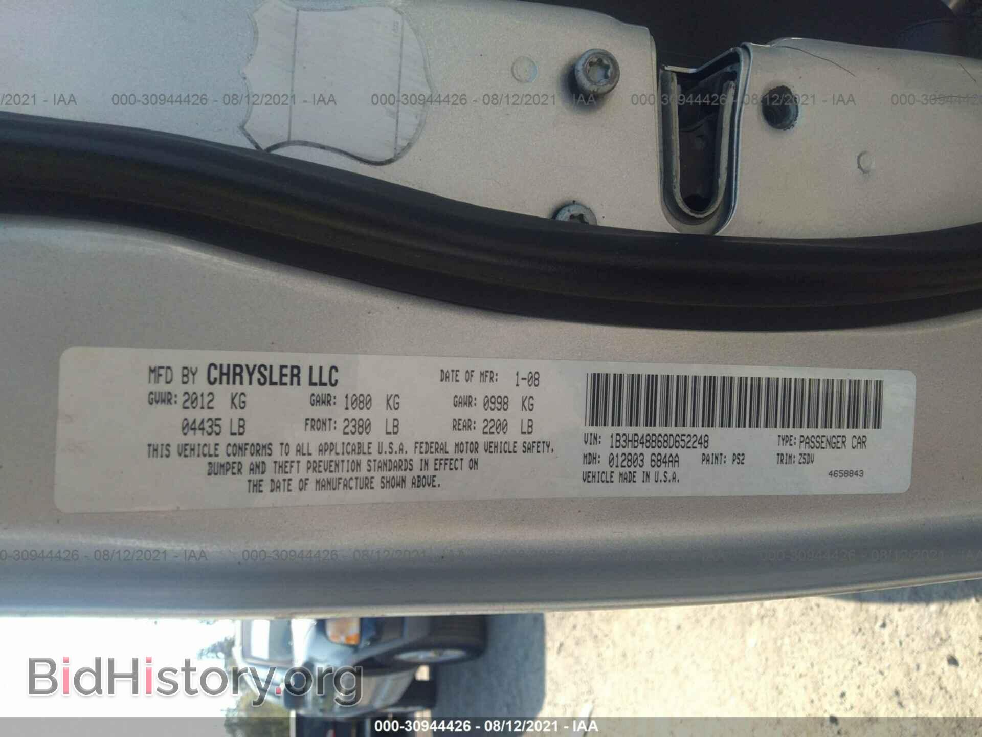 2008 DODGE CALIBER - VIN: 1B3HB48B68D652248 - Фото 9