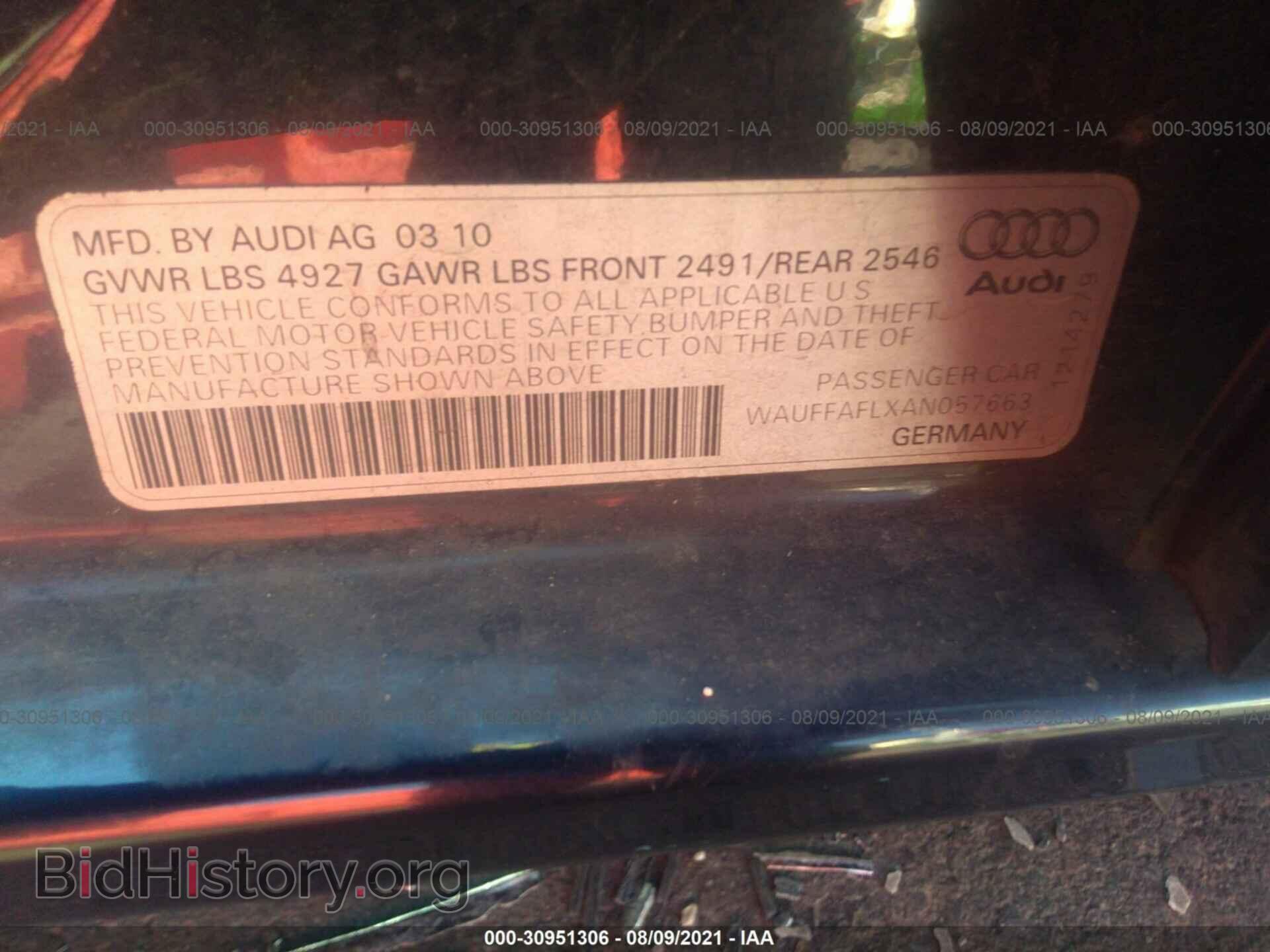 2010 AUDI A4 - VIN: WAUFFAFLXAN057663 - Фото 9