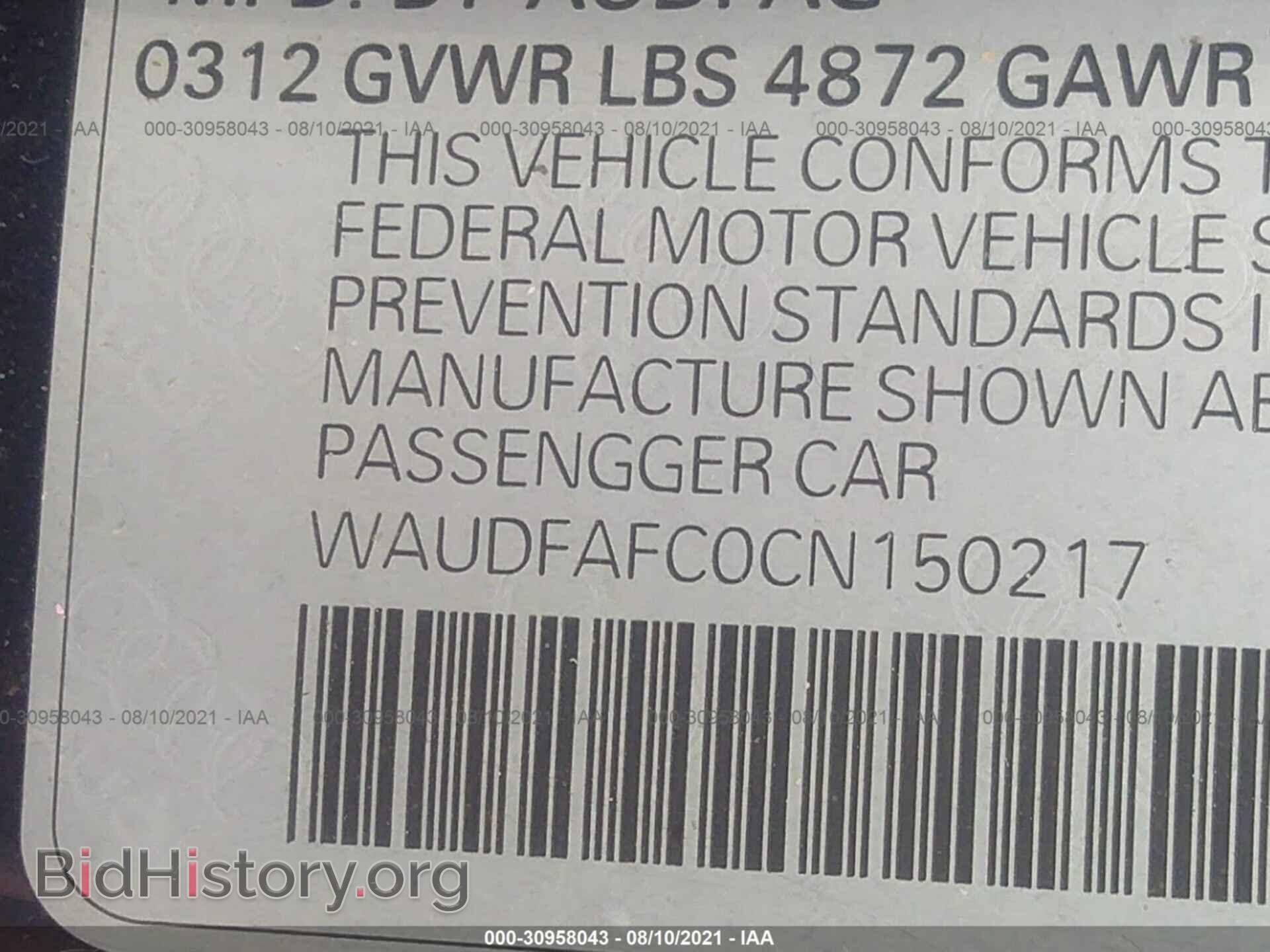 2012 AUDI A6 - VIN: WAUDFAFC0CN150217 - Photo 9