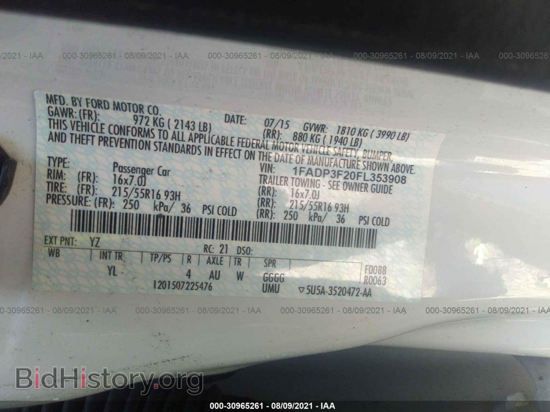 2015 FORD FOCUS - VIN: 1FADP3F20FL353908 - Фото 9