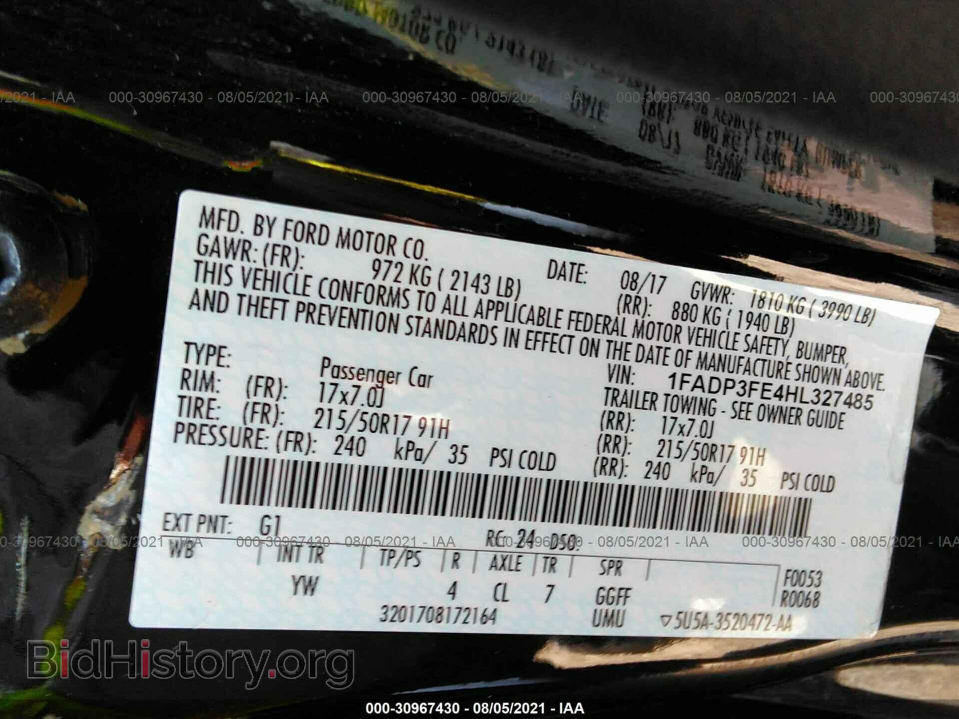 2017 FORD FOCUS - VIN: 1FADP3FE4HL327485 - Фото 9