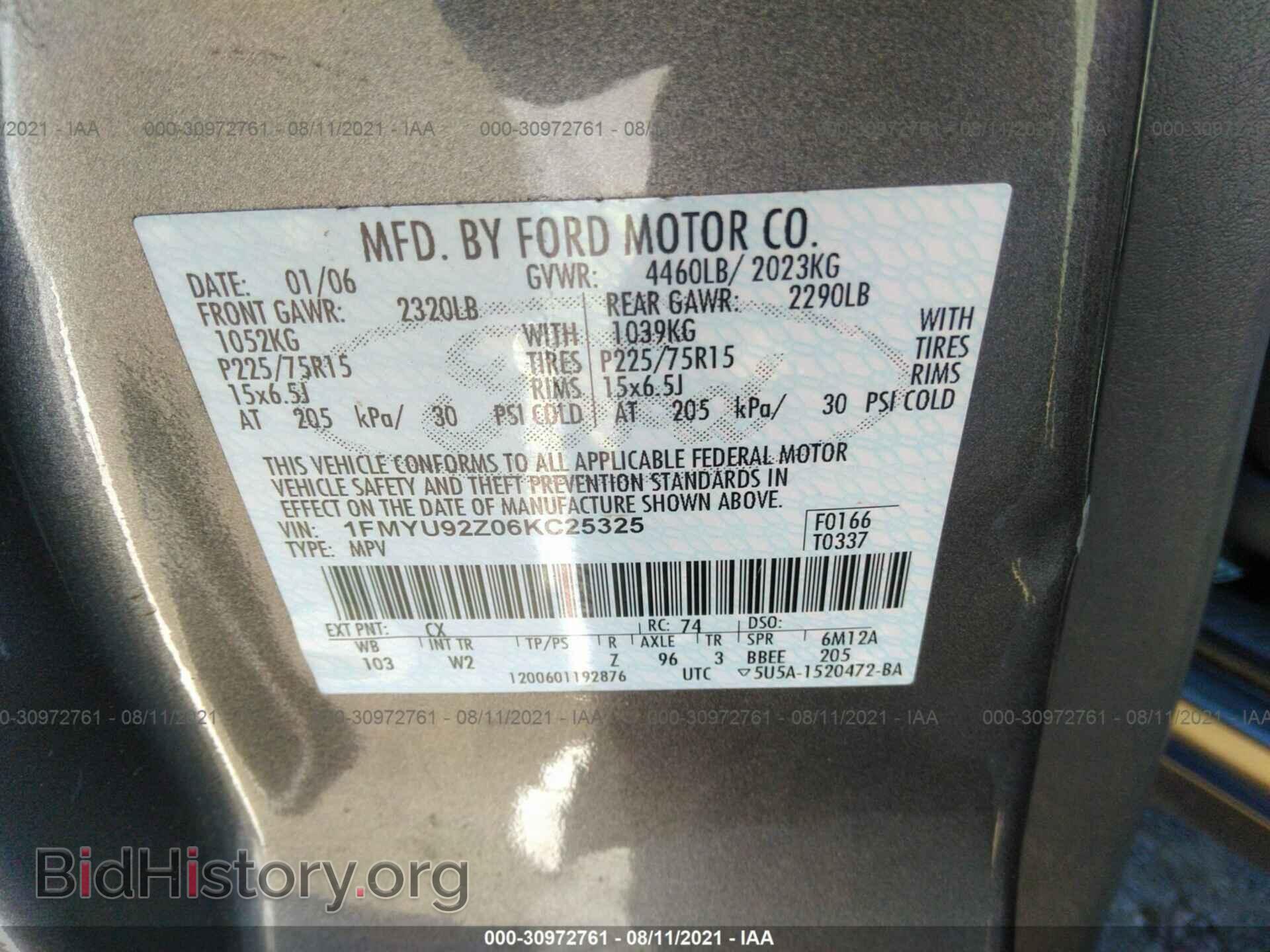 2006 FORD ESCAPE - VIN: 1FMYU92Z06KC25325 - Фото 9