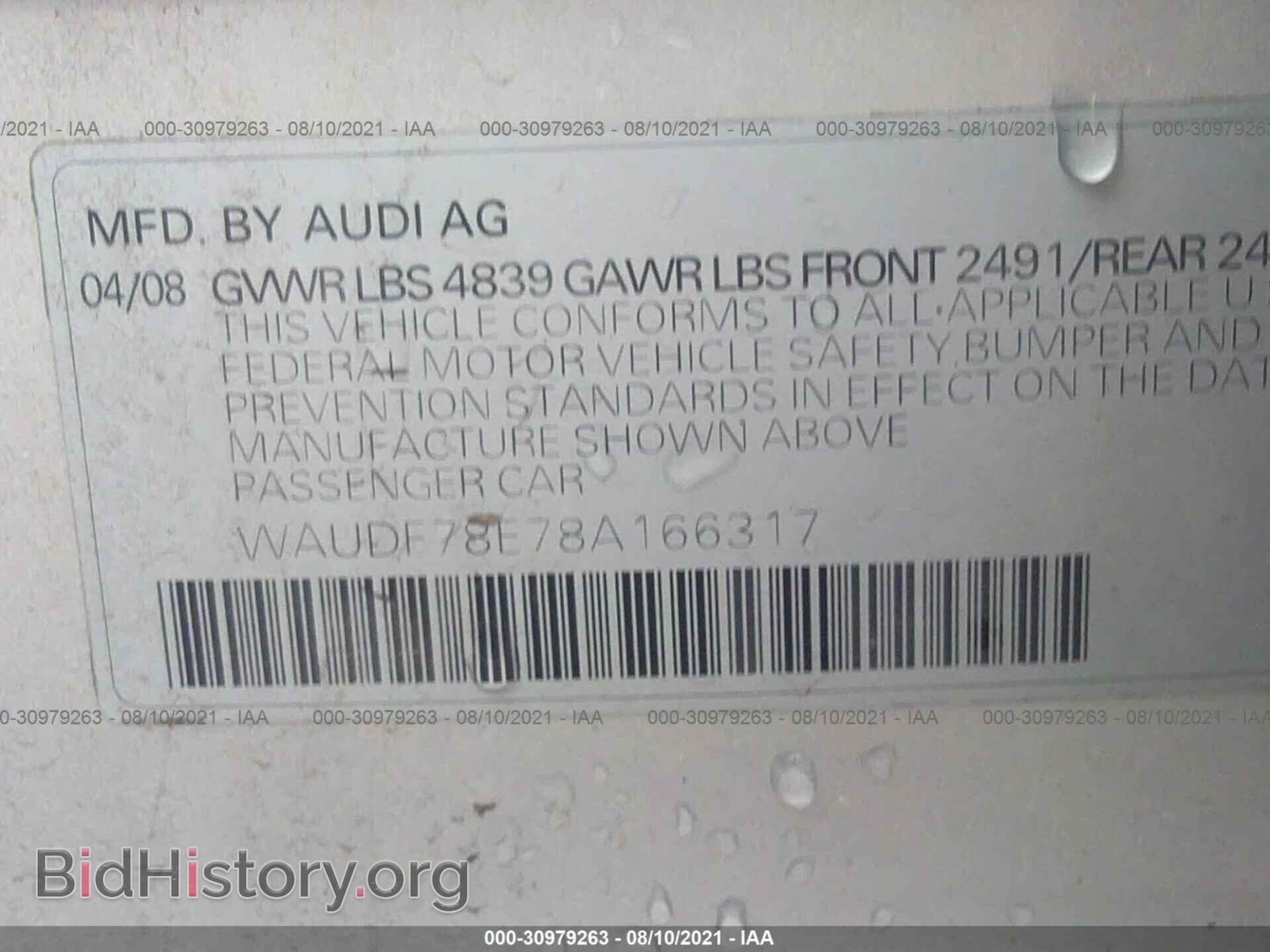 2008 AUDI A4 - VIN: WAUDF78E78A166317 - Photo 9