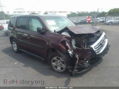 2014 Honda PILOT LX, темно-бордовый — VIN 5FNYF4H24EB028407, IAAI