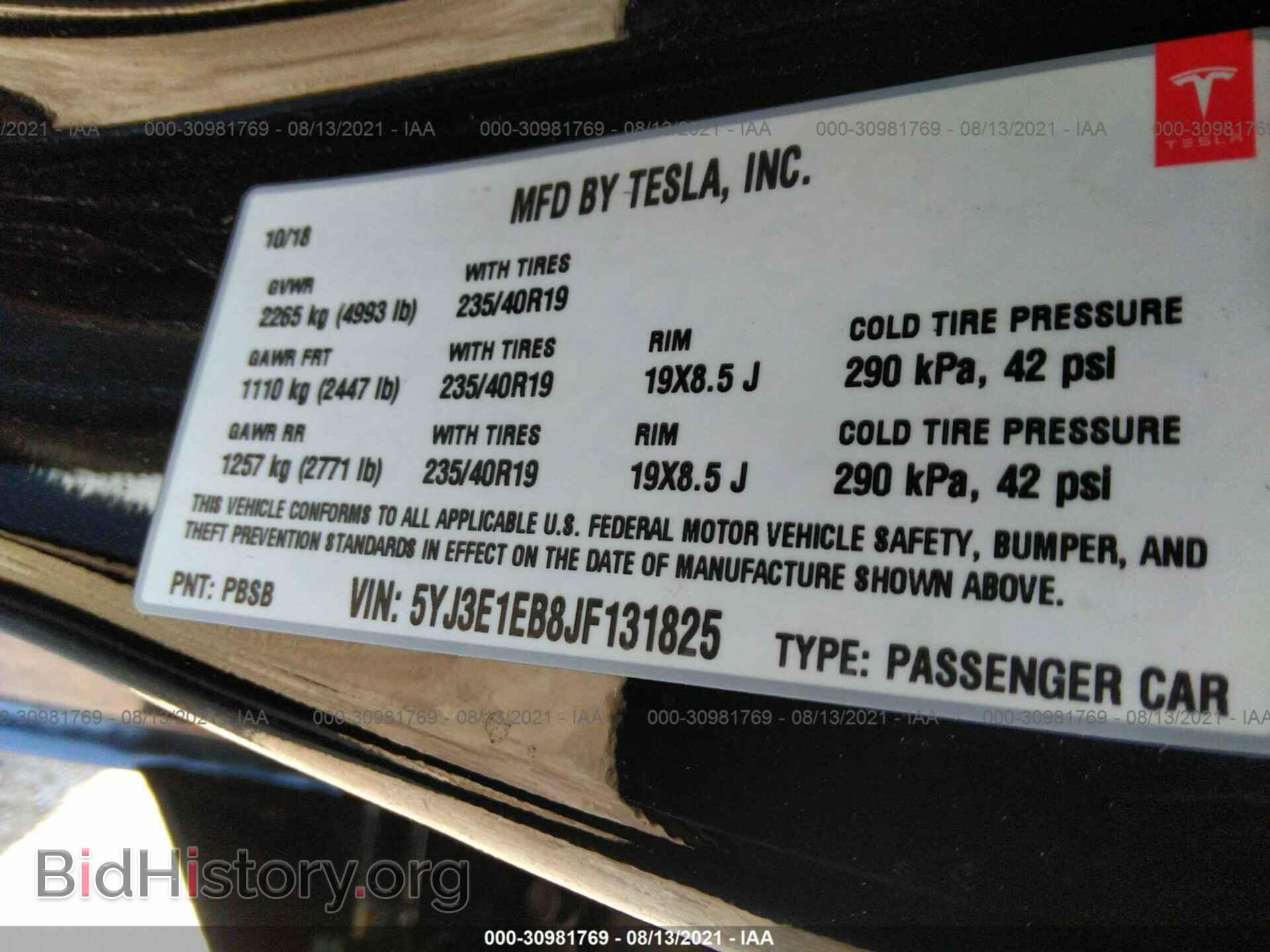 2018 TESLA MODEL 3 - VIN: 5YJ3E1EB8JF131825 - Photo 9
