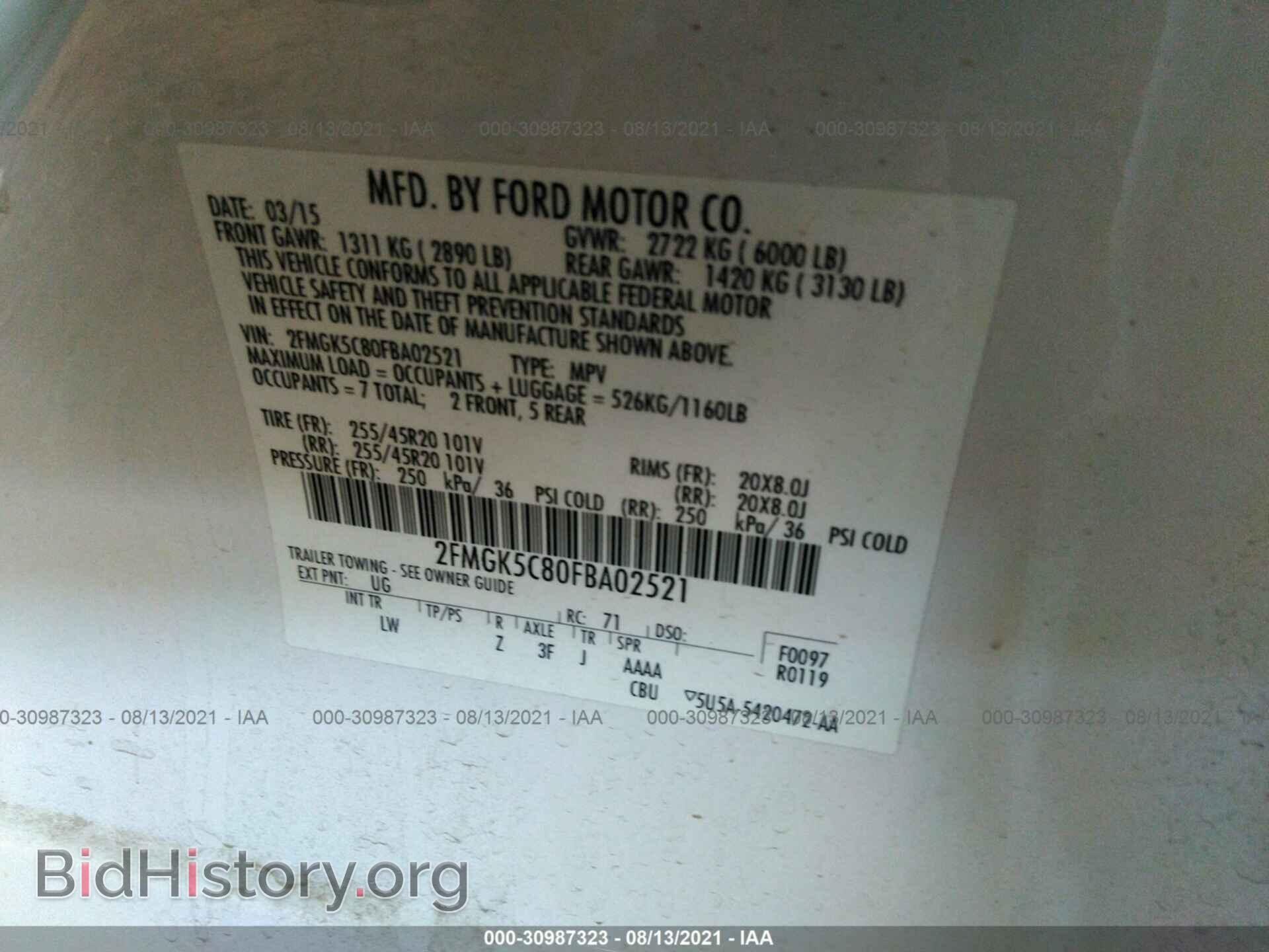 2015 FORD FLEX - VIN: 2FMGK5C80FBA02521 - Фото 9