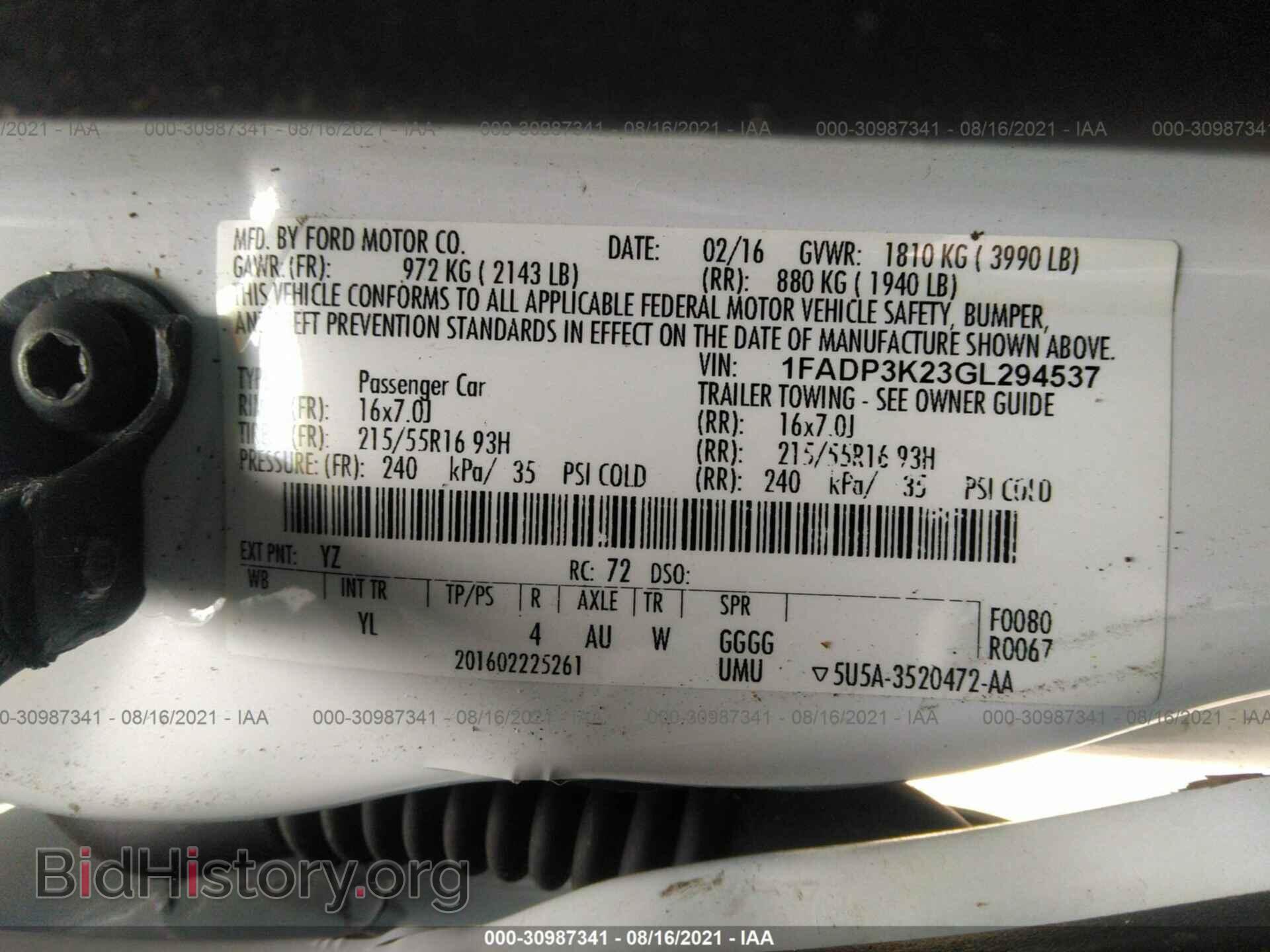 2016 FORD FOCUS - VIN: 1FADP3K23GL294537 - Photo 9