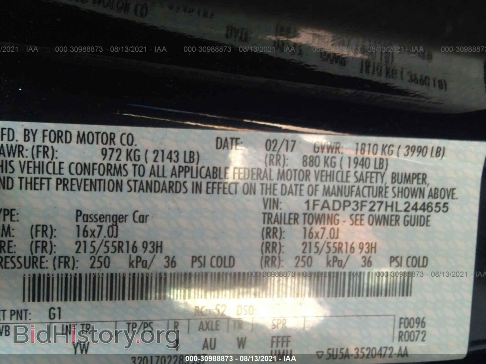 2017 FORD FOCUS - VIN: 1FADP3F27HL244655 - Фото 9