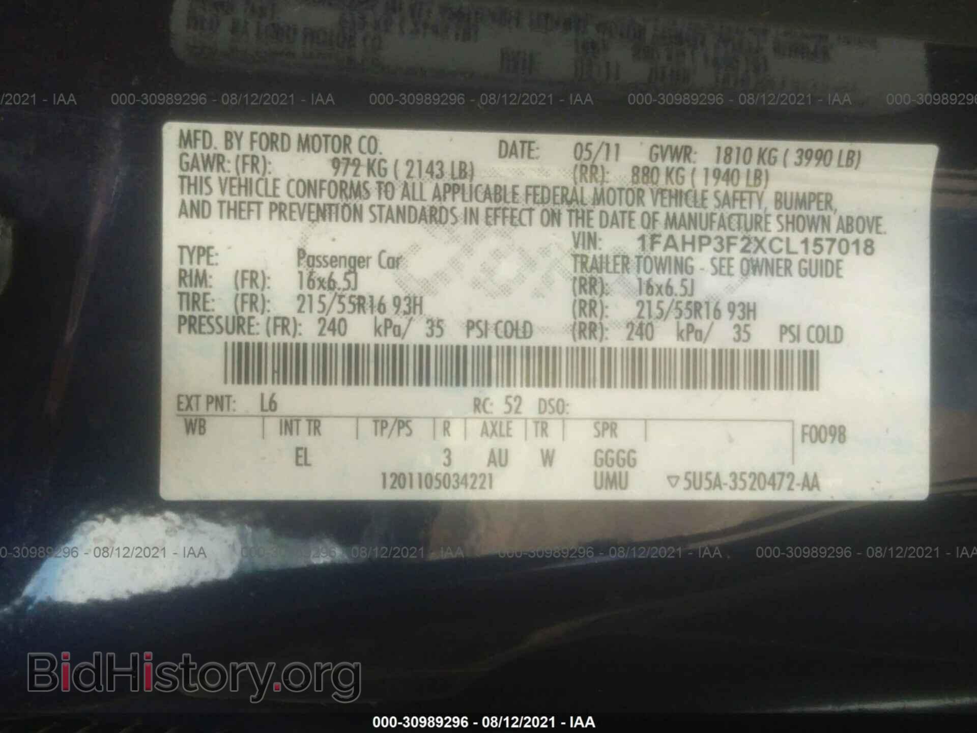 2012 FORD FOCUS - VIN: 1FAHP3F2XCL157018 - Фото 9