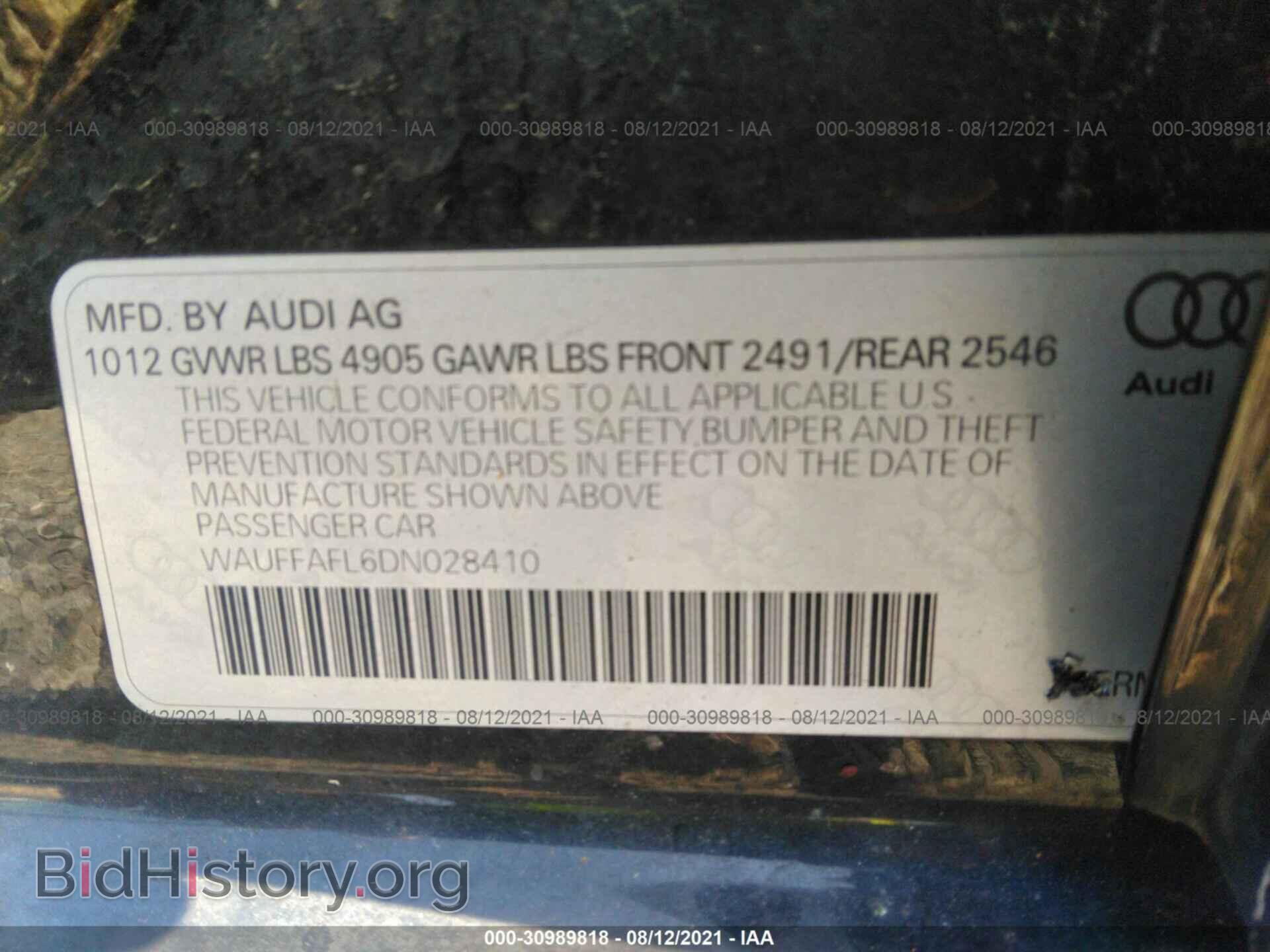 2013 AUDI A4 - VIN: WAUFFAFL6DN028410 - Photo 9