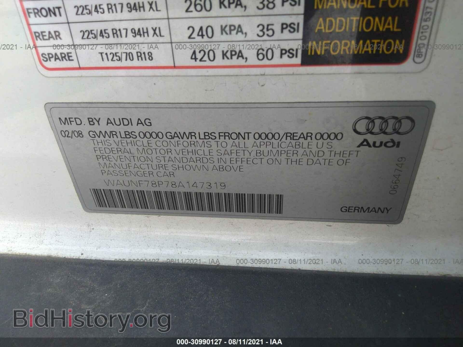 2008 AUDI A3 - VIN: WAUNF78P78A147319 - Photo 9