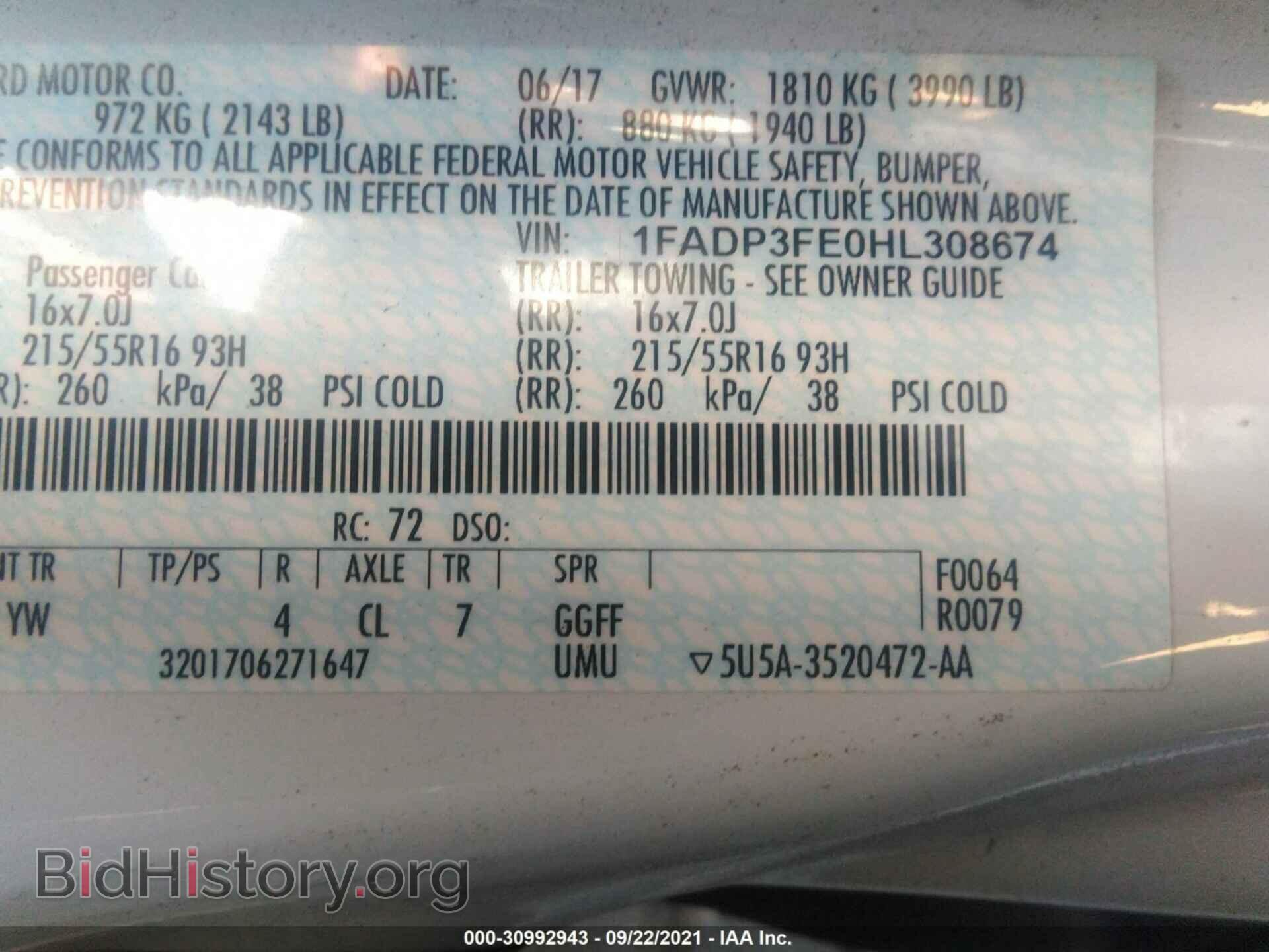 2017 FORD FOCUS - VIN: 1FADP3FE0HL308674 - Фото 9