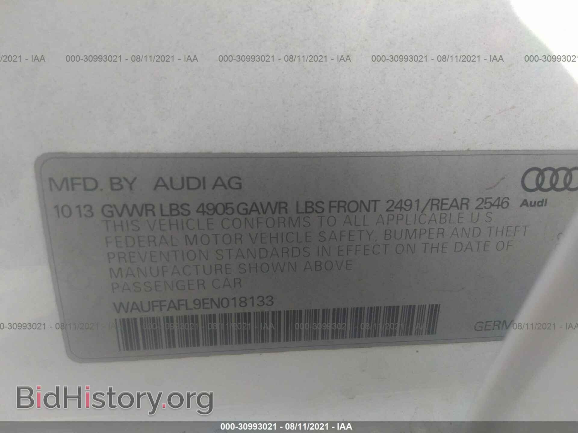 2014 AUDI A4 - VIN: WAUFFAFL9EN018133 - Фото 9