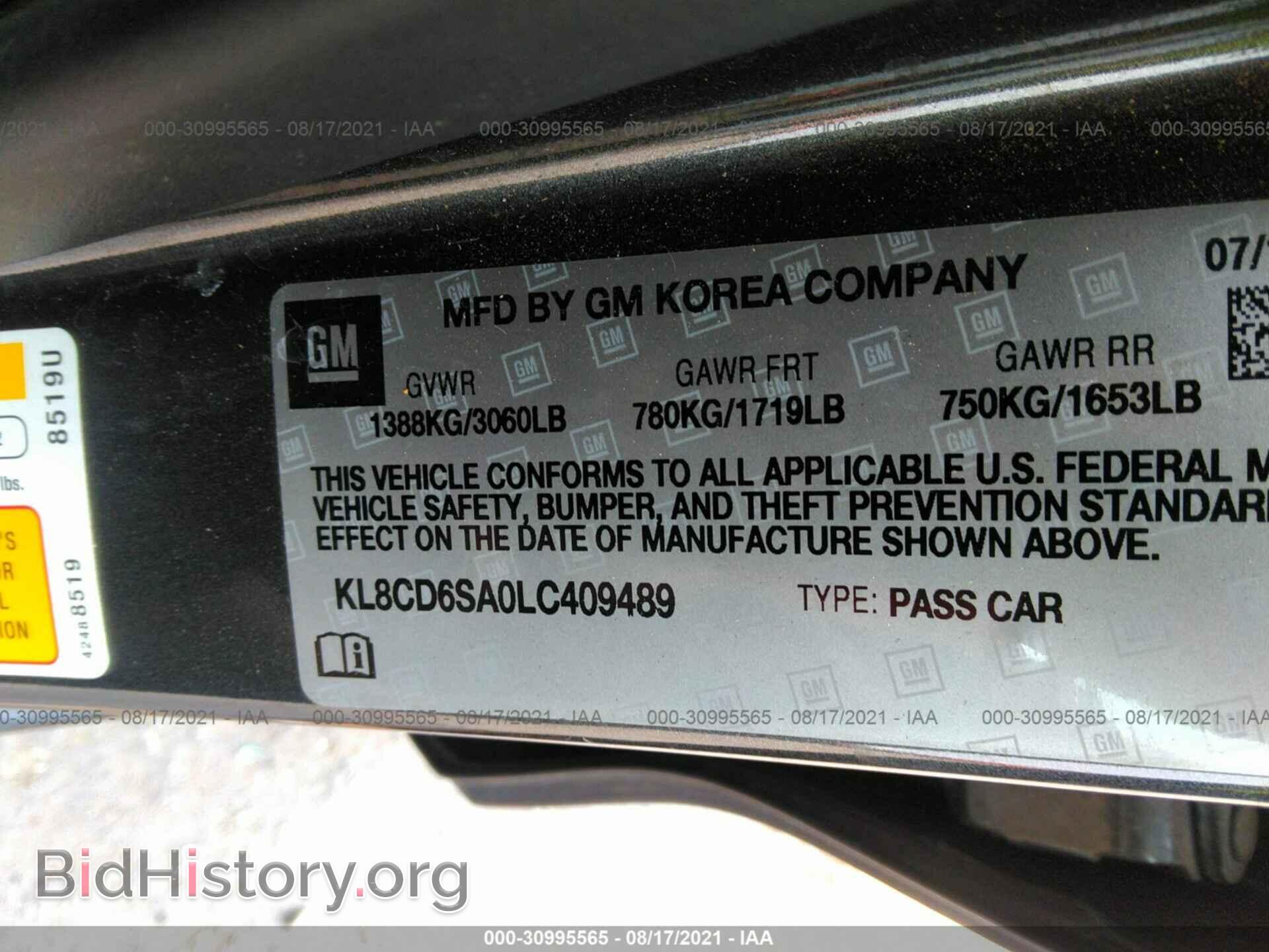 2020 CHEVROLET SPARK - VIN: KL8CD6SA0LC409489 - Фото 9